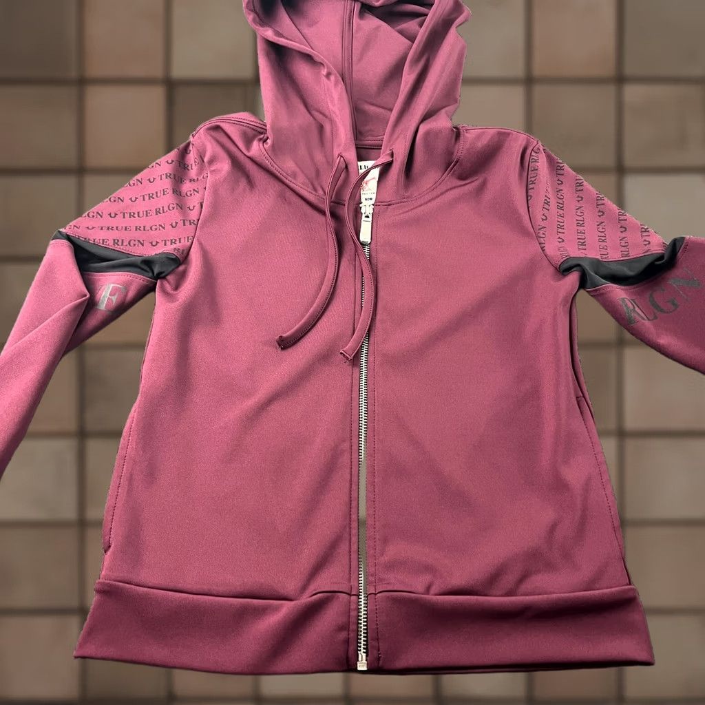 True Religion True Religion Hoodie XS Womens Burgundy Red Full Zip Jacket Monogram Logo Zipper Hooded Size XS / US 0-2 / IT 36-38 - 1 Thumbnail