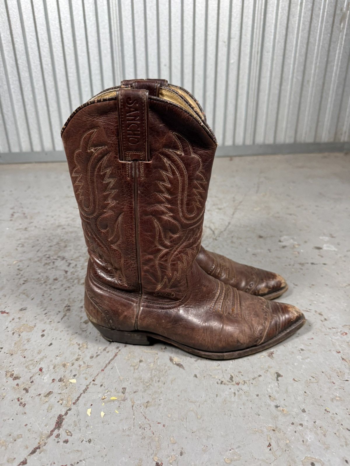 Sancho Boots 90s Vintage Sancho Spain Distressed Cowboy Boots Pointy Toes Size US 8 / EU 41 - 5 Thumbnail