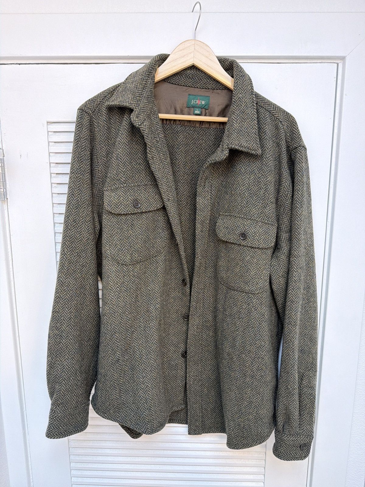 J.Crew J Crew Wool Herringbone Jacket Size US L / EU 52-54 / 3 - 1 Thumbnail