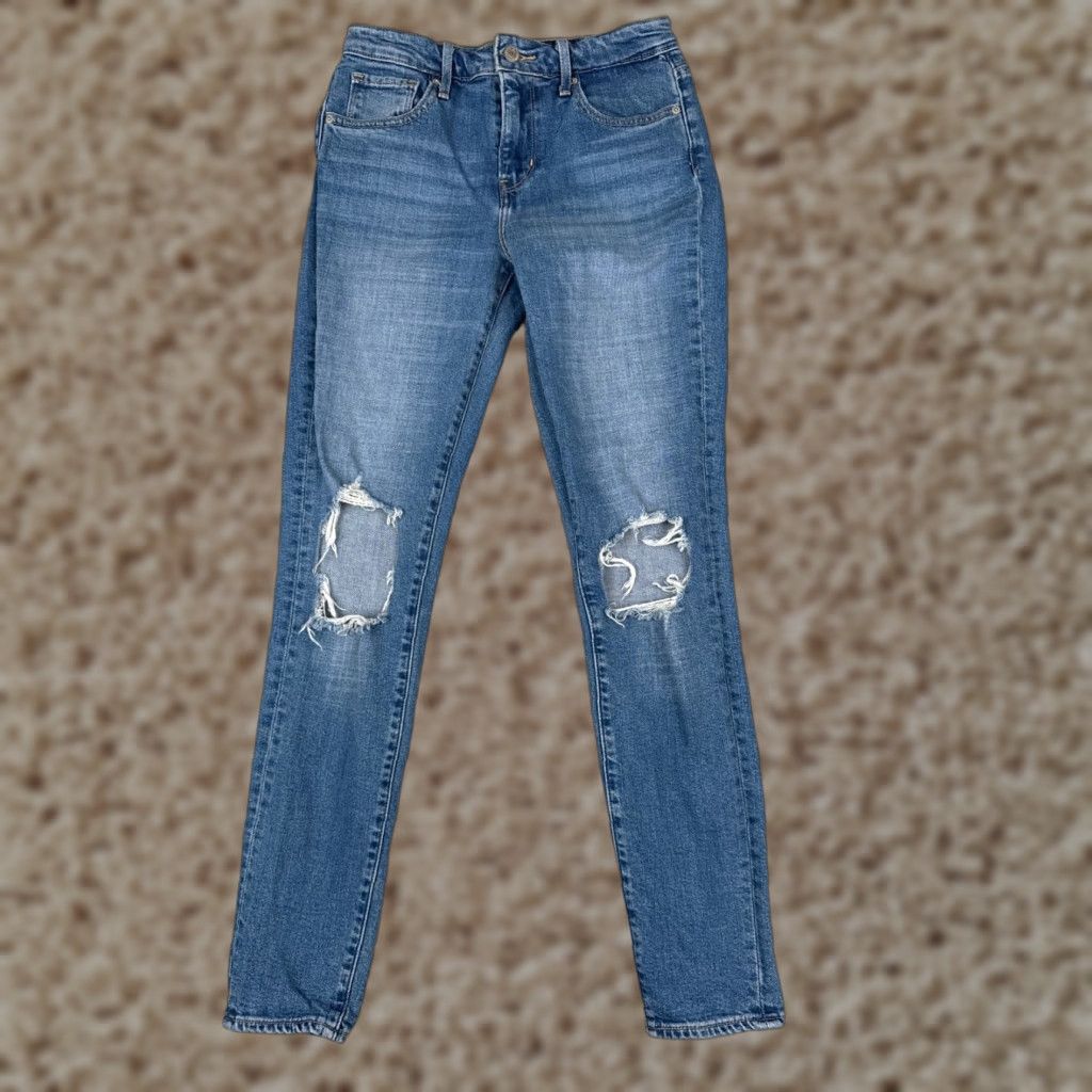 Levi's Levi's Women's 26 Blue Denim Skinny Jeans High Rise Distressed 5-Pocket Regular Fit Retro 721 Size 26" / US 2 / IT 38 - 1 Thumbnail
