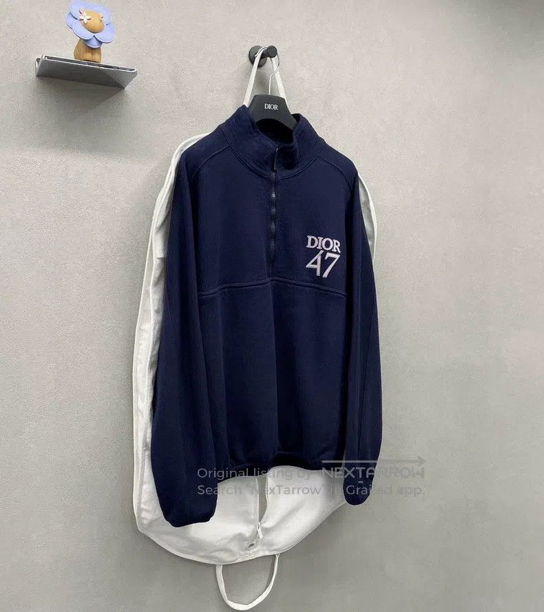Dior Dior Dark blue embroidered half-zip sweatshirt Size US L / EU 52-54 / 3 - 3 Thumbnail