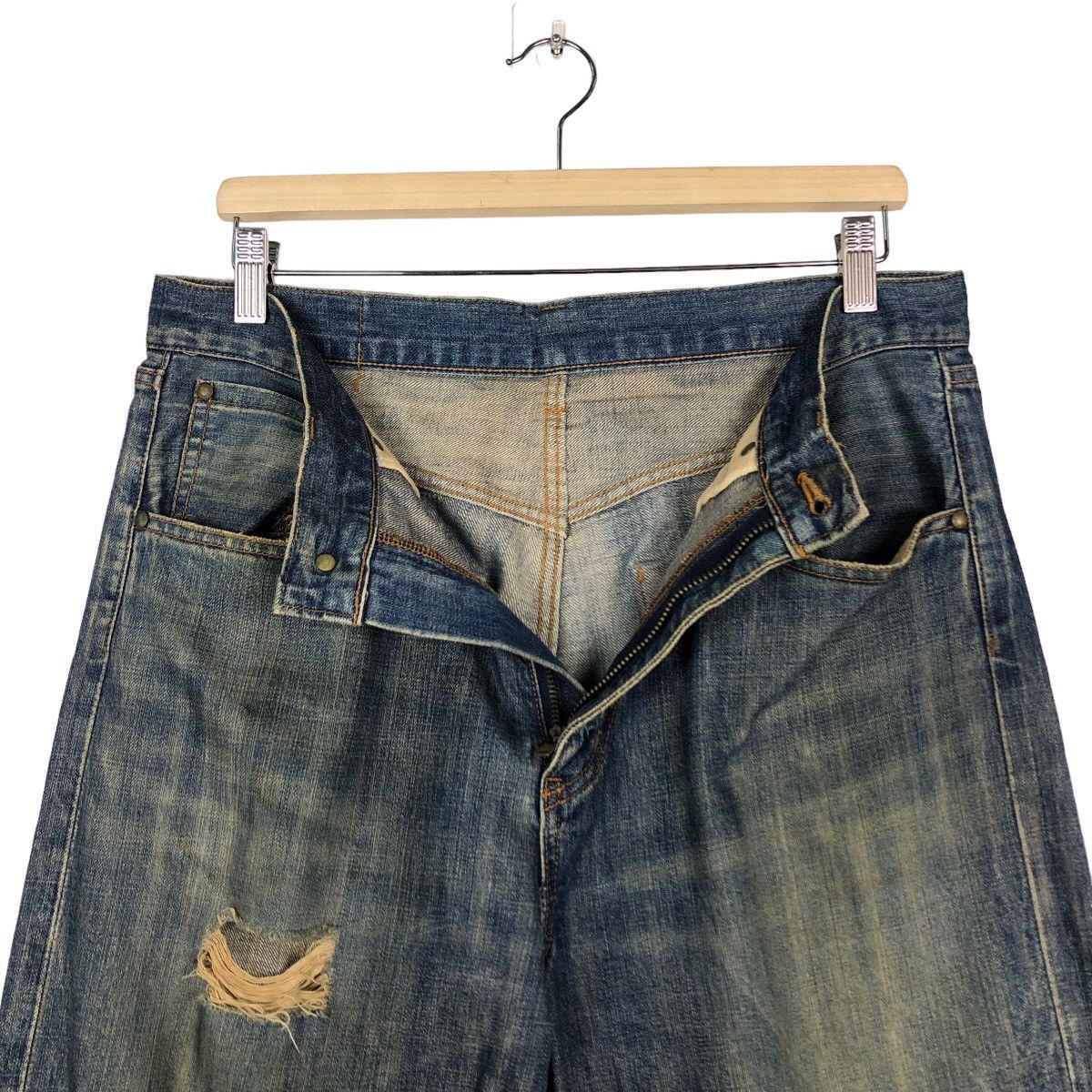 Japanese Brand 🔥Punk Design Distressed Style Denim Jeans Tough Japan Size US 34 / EU 50 - 13 Thumbnail