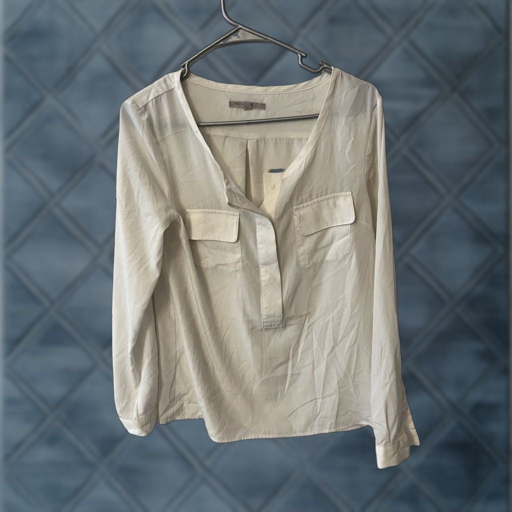 Gap Gap Blouse Shirt Women XS White Long Sleeve Henley Boho Casual Basic Sheer Top Size XS / US 0-2 / IT 36-38 - 1 Thumbnail
