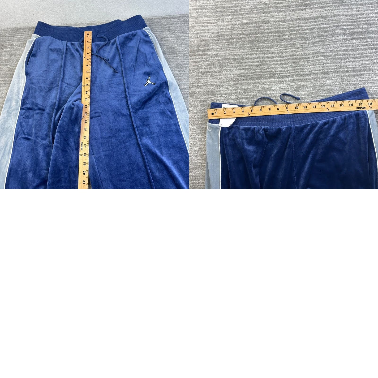 Jordan Brand NEW Jordan Pants Women XL Blue Velour Sweatpants Baggy Loose Fit Drawstring Pockets Y2K Size 30" / US 8 / IT 44 - 8 Thumbnail