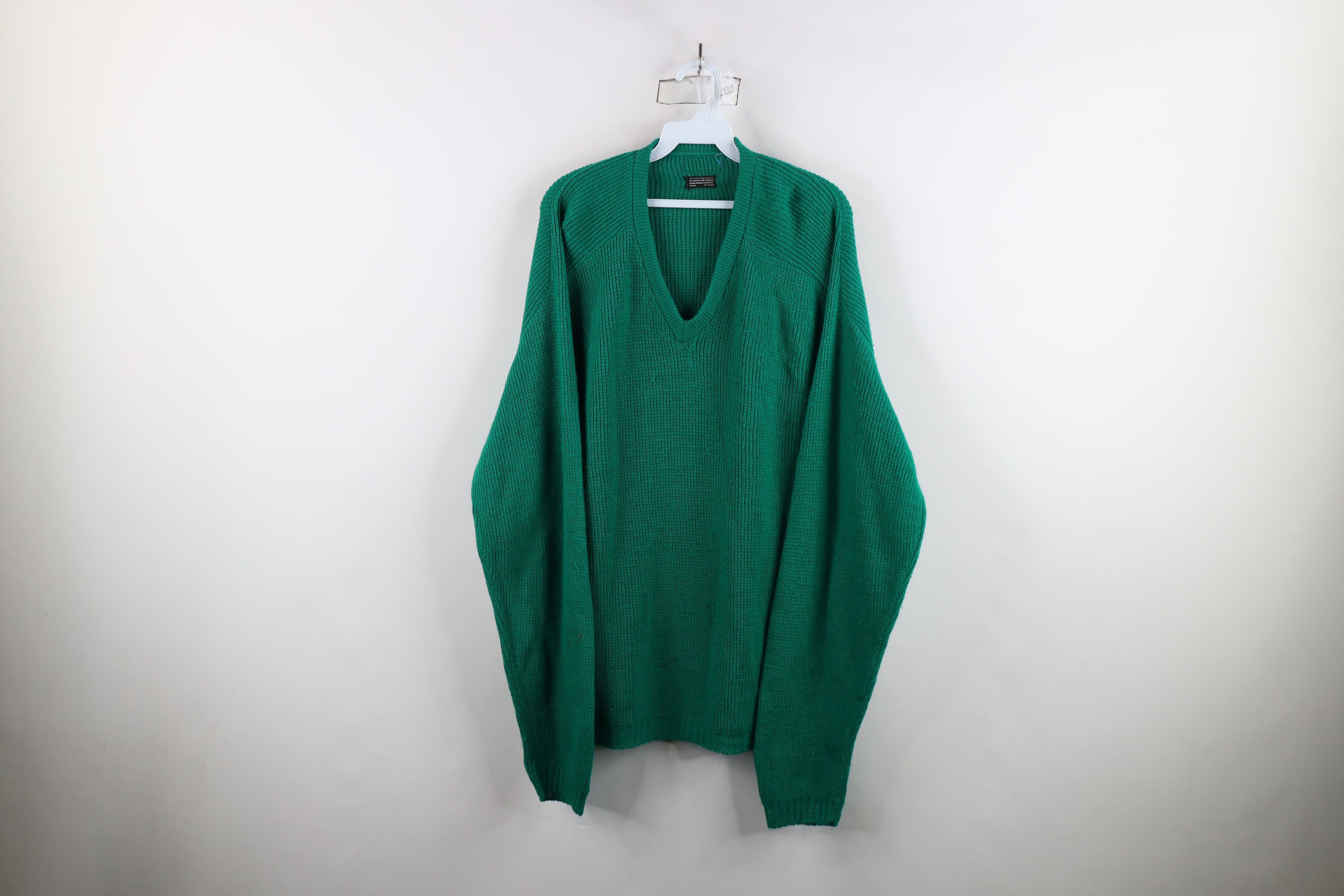 Vintage Vintage 70s Streetwear Blank Ribbed Knit V-Neck Sweater Size US XXL / EU 58 / 5 - 1 Thumbnail