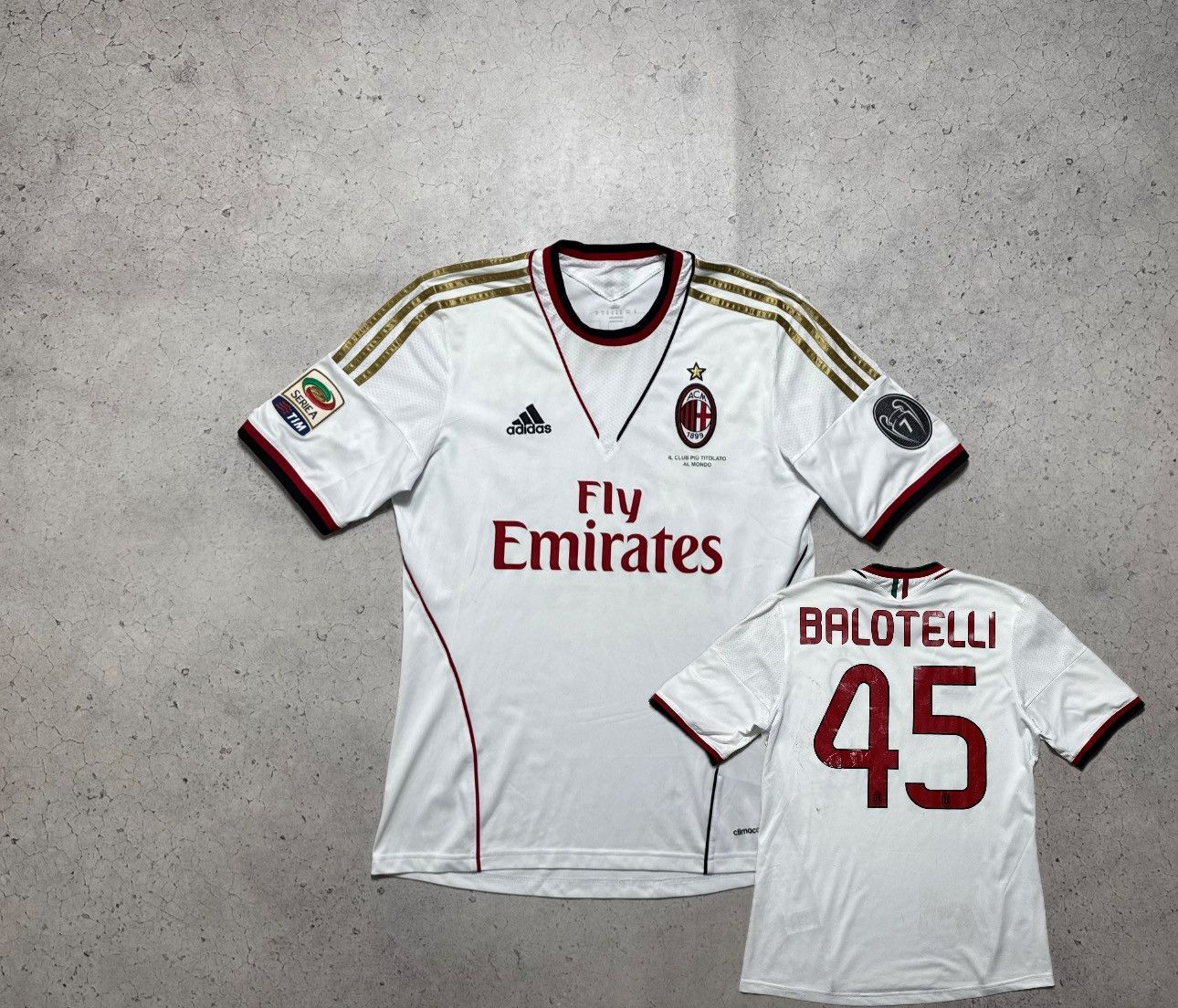 Adidas AC Milan Balotelli 45 2012-2013 Home Long Sleeve Jersey 