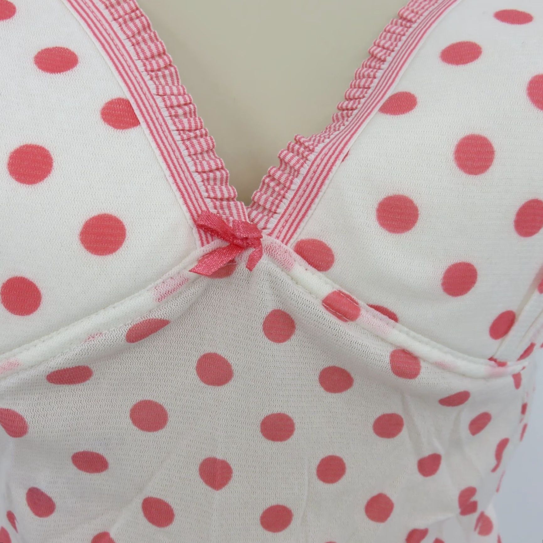 Vintage VINTAGE Warner's Camisole Tank Top Women's Large L Pink Polka Dot Ruffle Bow Cami Tank Top Size L / US 10 / IT 46 - 4 Thumbnail