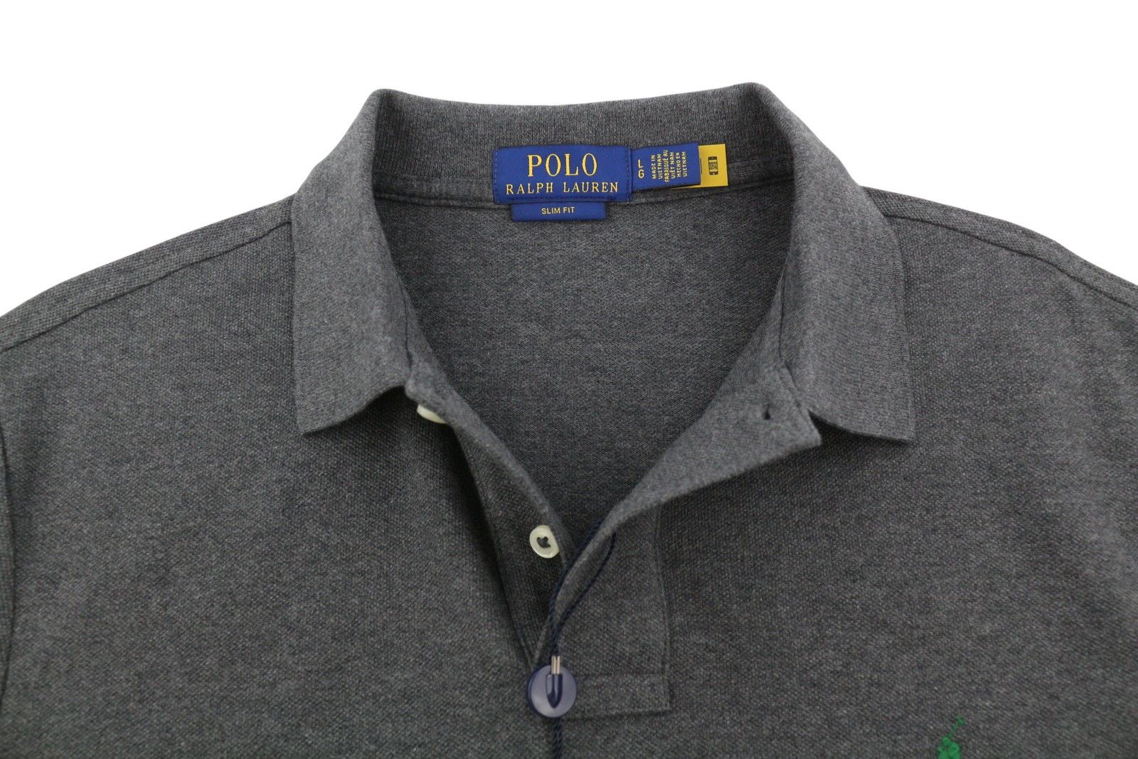 Ralph Lauren SLIM FIT L Dark Grey Melange Cotton Logo 87889 Size US L / EU 52-54 / 3 - 5 Thumbnail