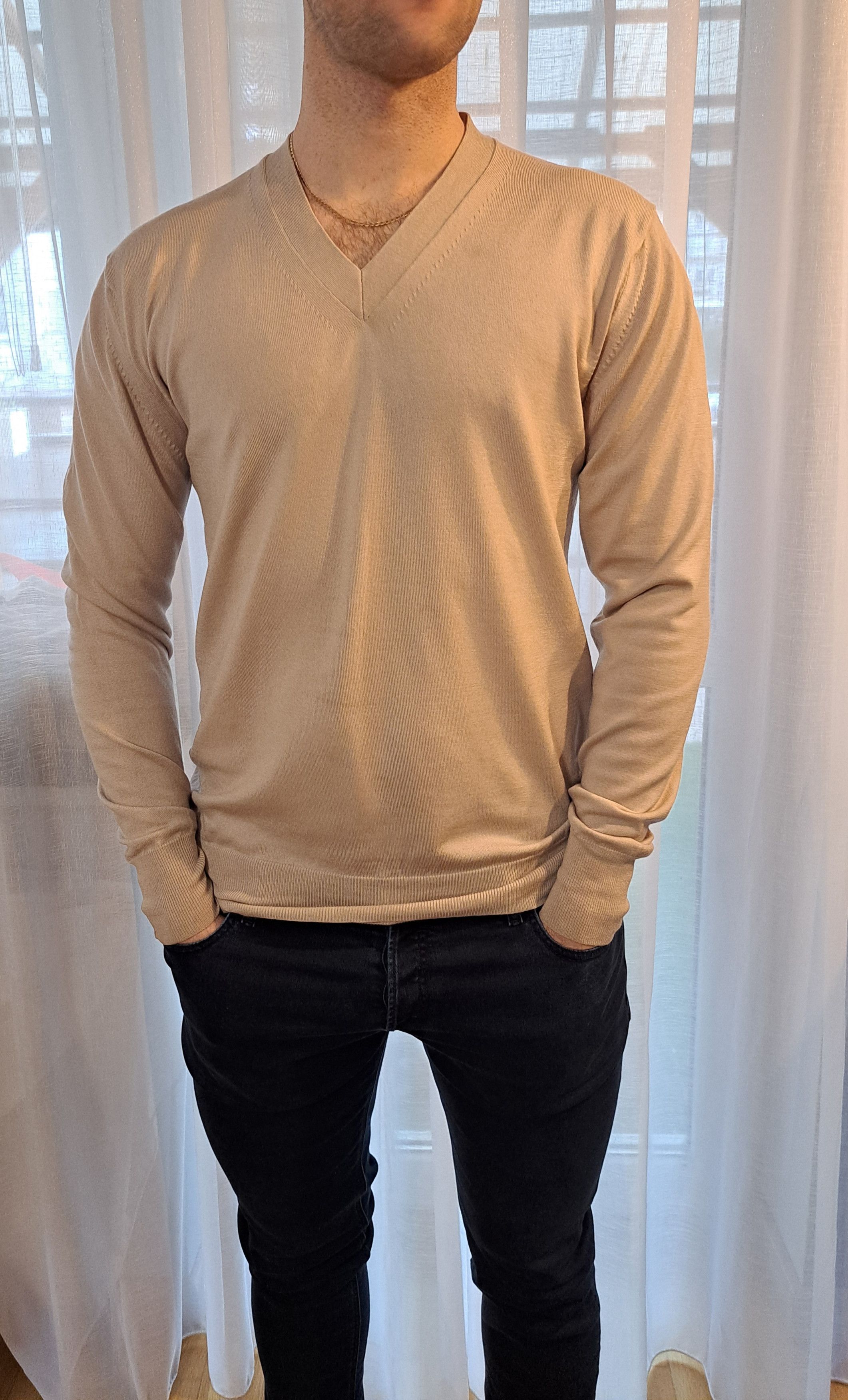 Reiss REISS v-neck beige merino wool sweater M Size US M / EU 48-50 / 2 - 2 Thumbnail
