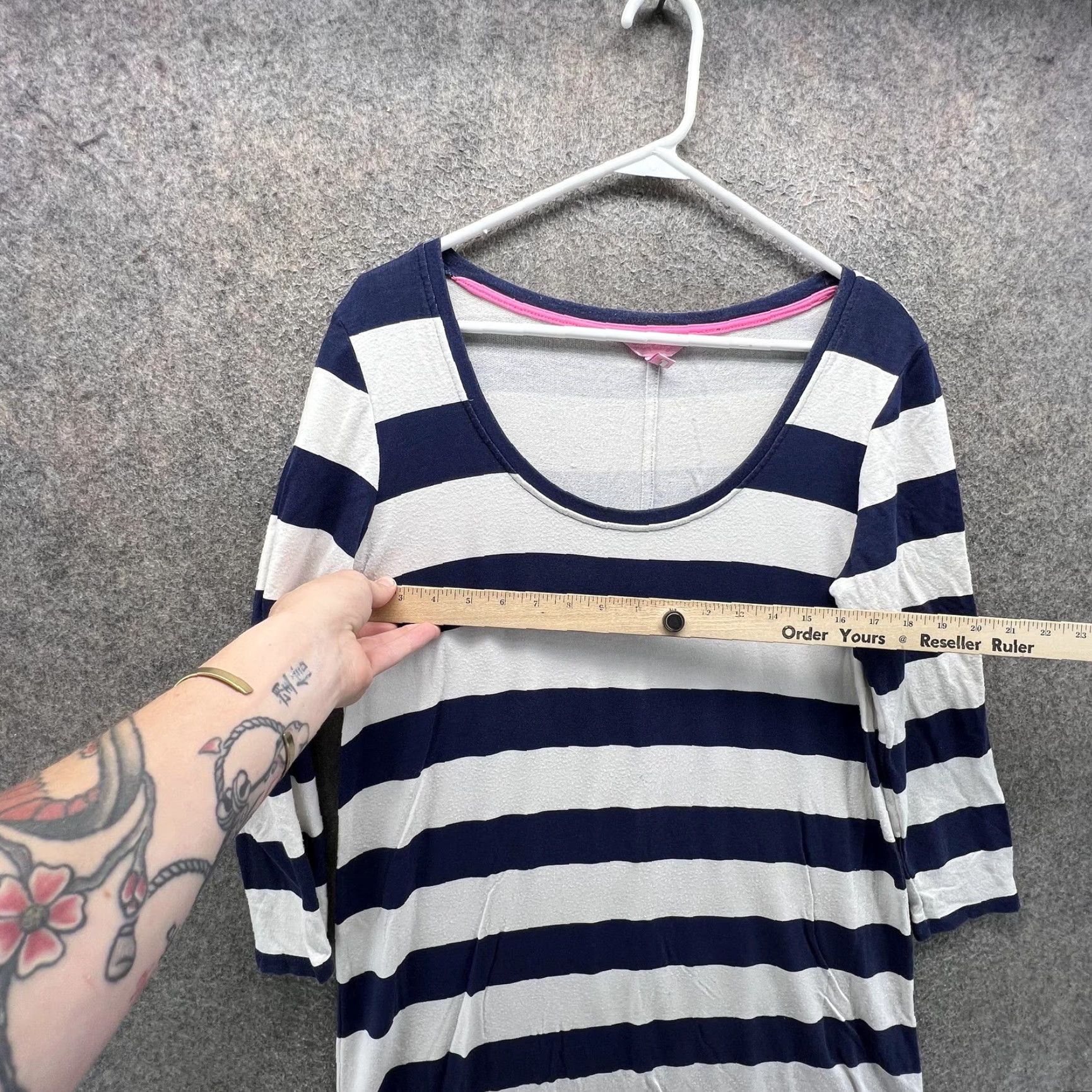 Lilly Pulitzer Lilly Pulitzer Shirt Dress Womens Medium Blue Striped Scoop Neck 3/4 Sleeve 41958 Size M / US 6-8 / IT 42-44 - 4 Thumbnail