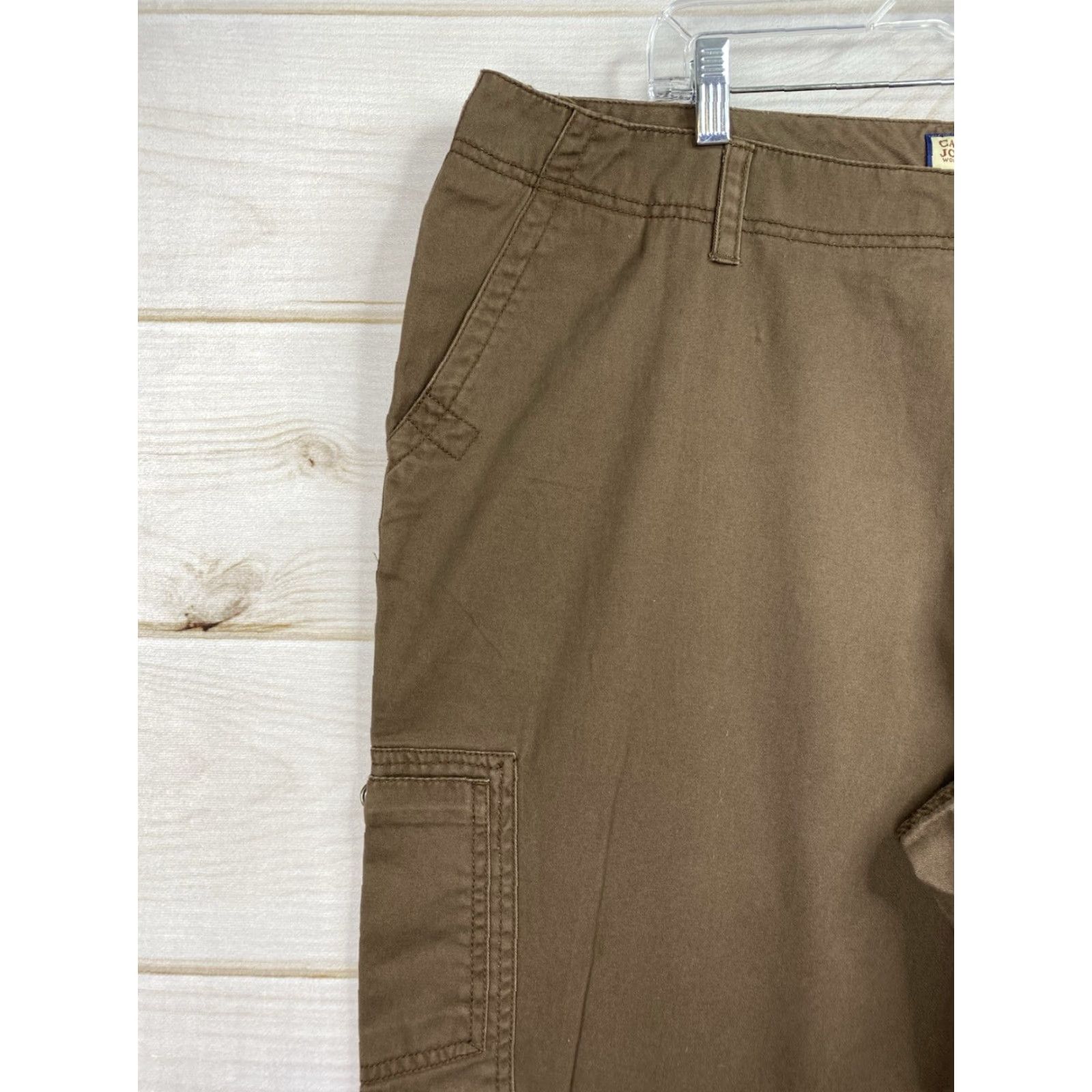 Vintage Caribbean Joe Cargo Pants Brown 20W Women 100% Cotton Plus Size Pockets Travel Casual NWT Size 42" / US 20 - 2 Thumbnail
