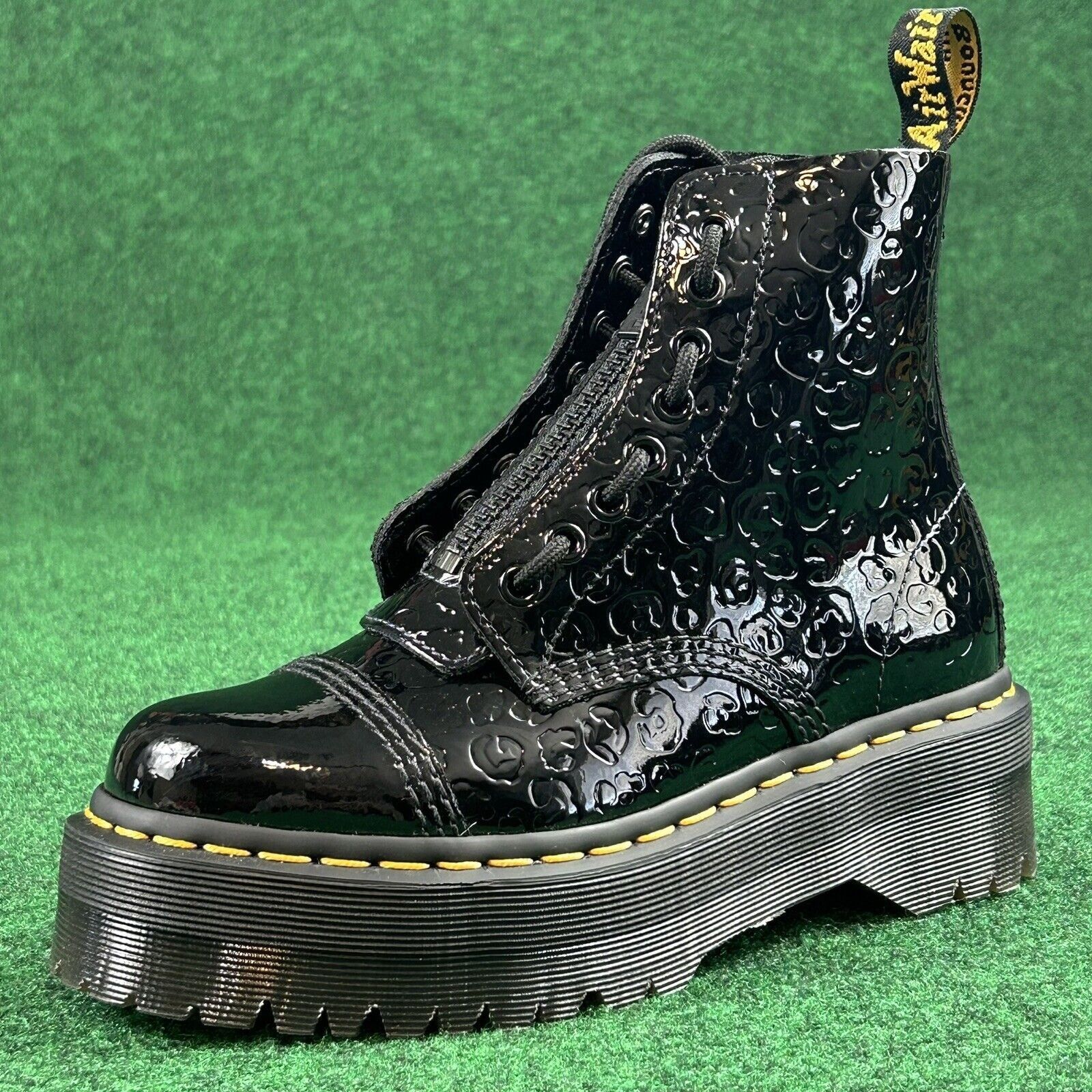 image of Dr Martens Dr. Martens Sinclair Black Patent Lamper Leopard Emboss Boot, Women's (Size 6)