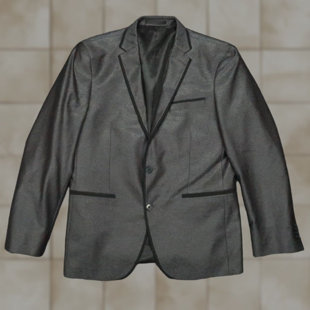 Kenneth Cole Kenneth Cole Reaction Mens Blazer Jacket Formal Sport Coat 38S Gray Solid Notch Short Single-Breasted Two-Button Mens Size 38R - 1 Thumbnail