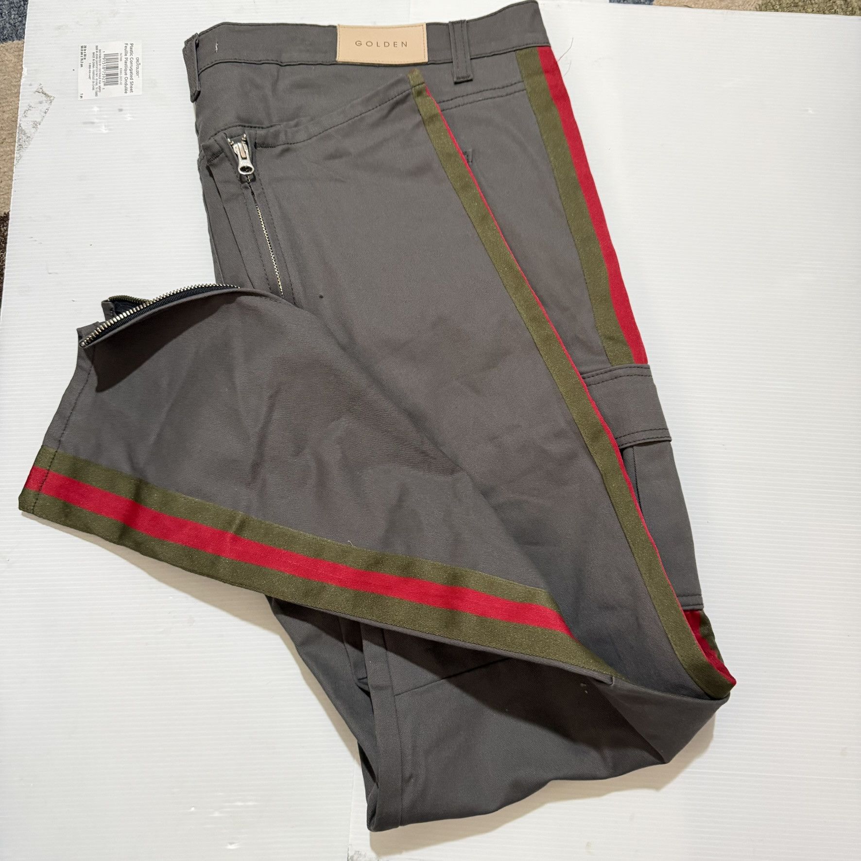 Golden Denim GDFG Custom Stacked Utility Cargo Pants w/Red/GreenStripes Size US 44 / EU 60 - 1 Thumbnail