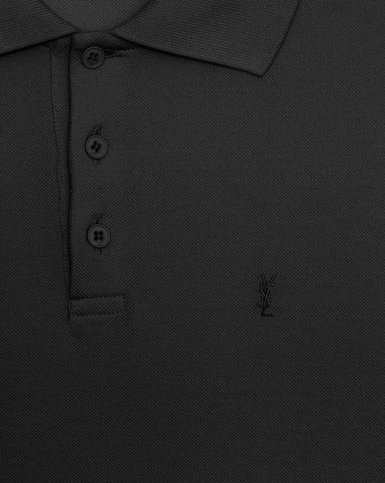 Saint Laurent Paris o1bcso1str0625 Cassandre Polo Shirt In Cotton in Black Size US L / EU 52-54 / 3 - 3 Thumbnail
