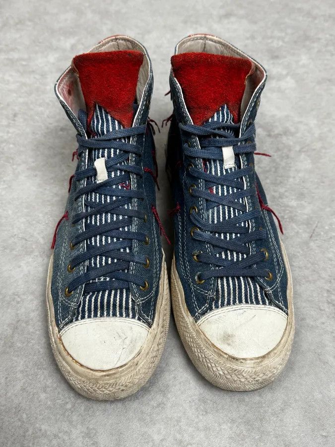 Visvim Visvim Skagway Navy Distressed Denim High Sneakers Size US 11 / EU 44 - 3 Thumbnail