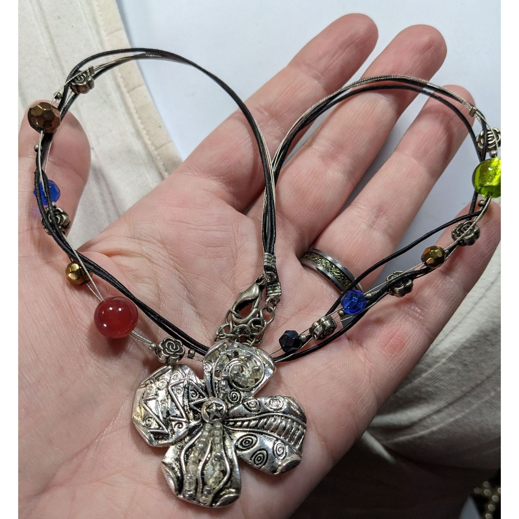Other Retro Fairycore Rainbow Beaded Floral Pendant Necklace Size ONE SIZE - 6 Thumbnail