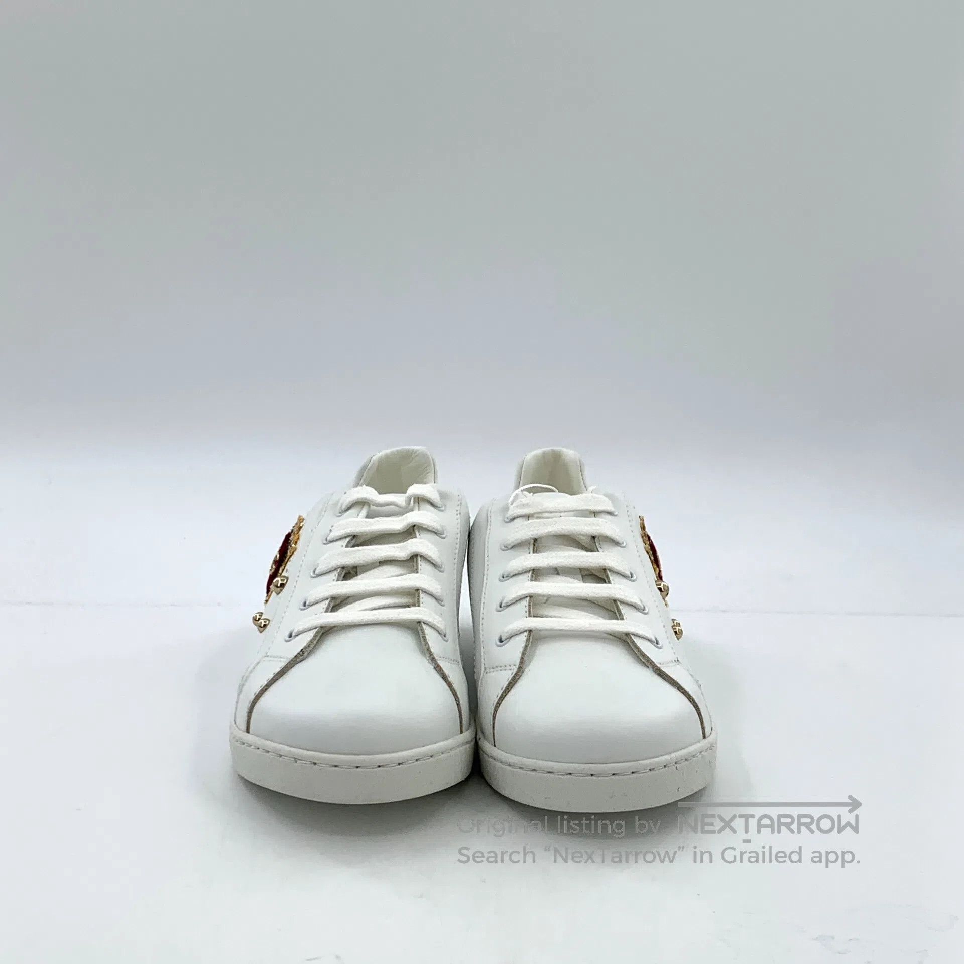 Dolce & Gabbana Dolce Gabbana White heart rivet glitter design lace-up cas Size US 5 / EU 37 - 3 Thumbnail