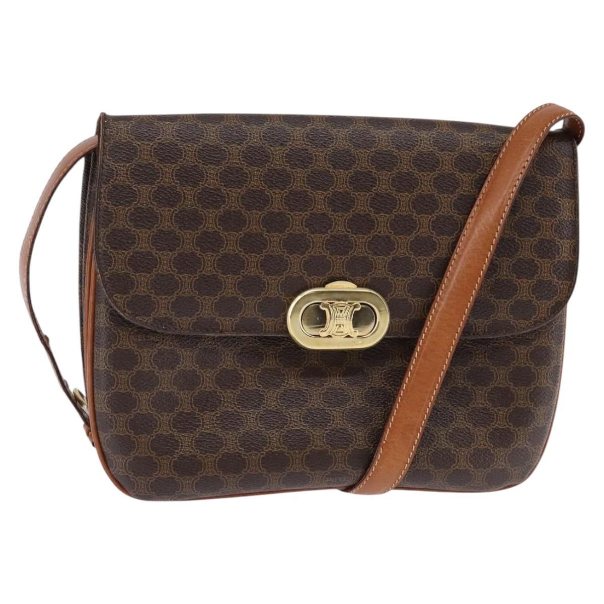 Celine CELINE Macadam Canvas Shoulder Bag Pvc Leather Brown Gold Size ONE SIZE - 1 Thumbnail