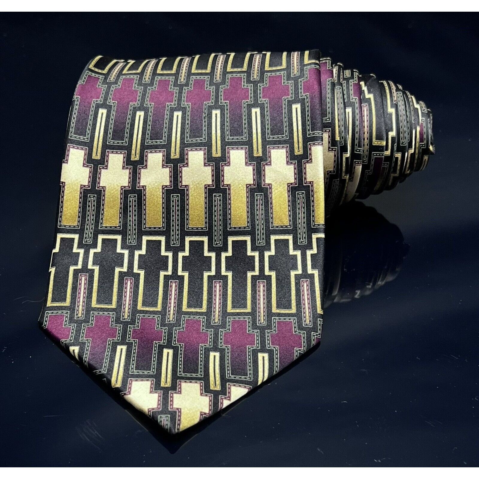 Vintage Divinity Boutique Men's 100% Silk Tie - Divinity Series Blac Size ONE SIZE - 2 Thumbnail
