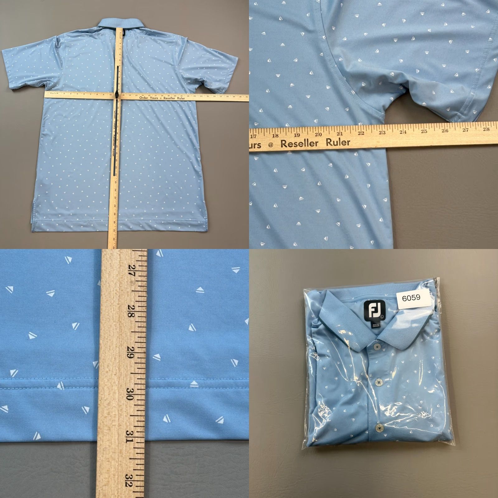 Footjoy FootJoy Polo Shirt Mens Large Blue Push Play Print Lightweight Performance Golf Shirt Size US L / EU 52-54 / 3 - 8 Thumbnail