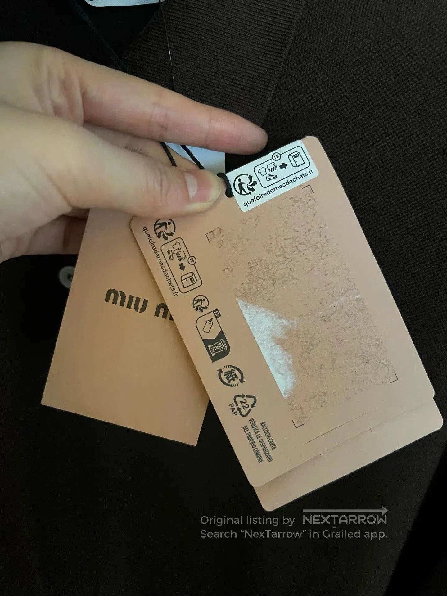 Miu Miu Miumiu Khaki Slogan Long-Sleeve Top. Size M / US 6-8 / IT 42-44 - 3 Thumbnail