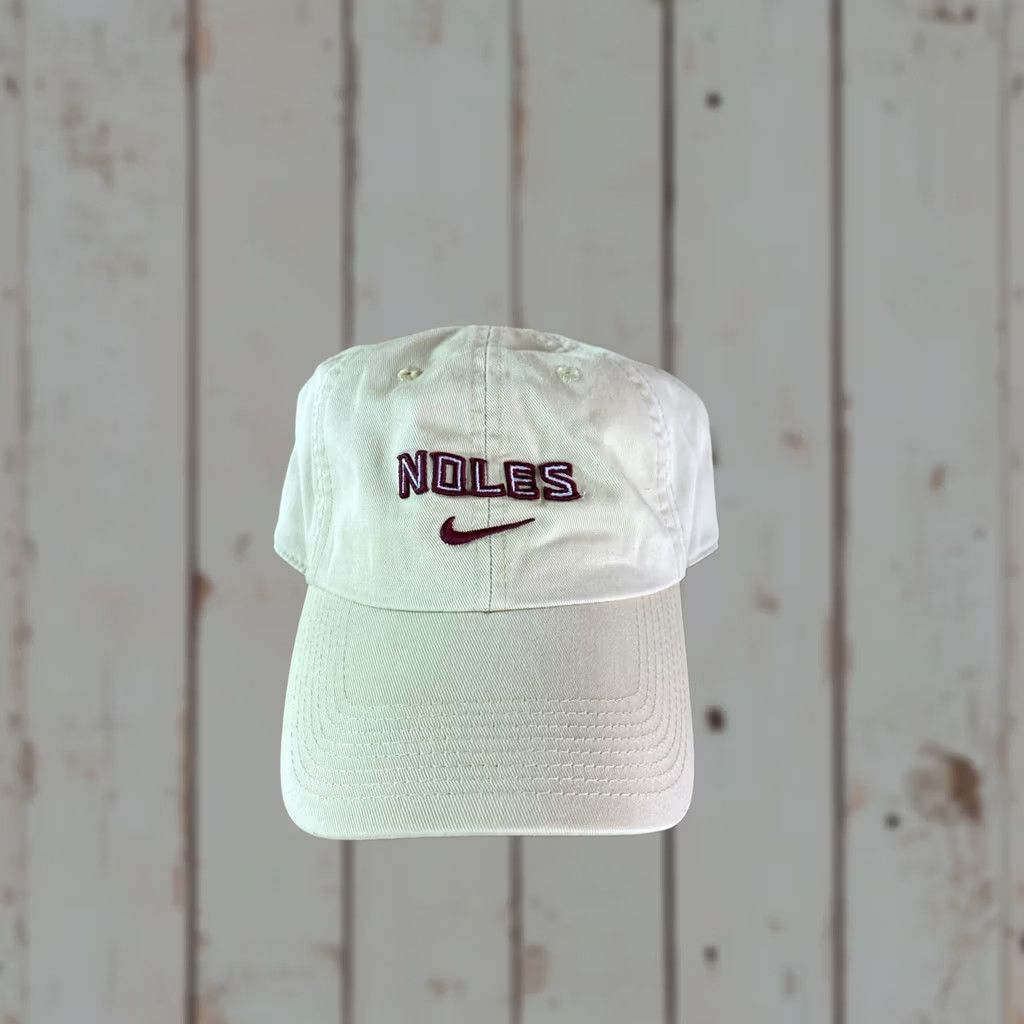Nike VINTAGE Nike Hat Mens One Size Beige Y2K Florida State Seminoles FSU Strapback Dad Center Check Size ONE SIZE - 1 Thumbnail