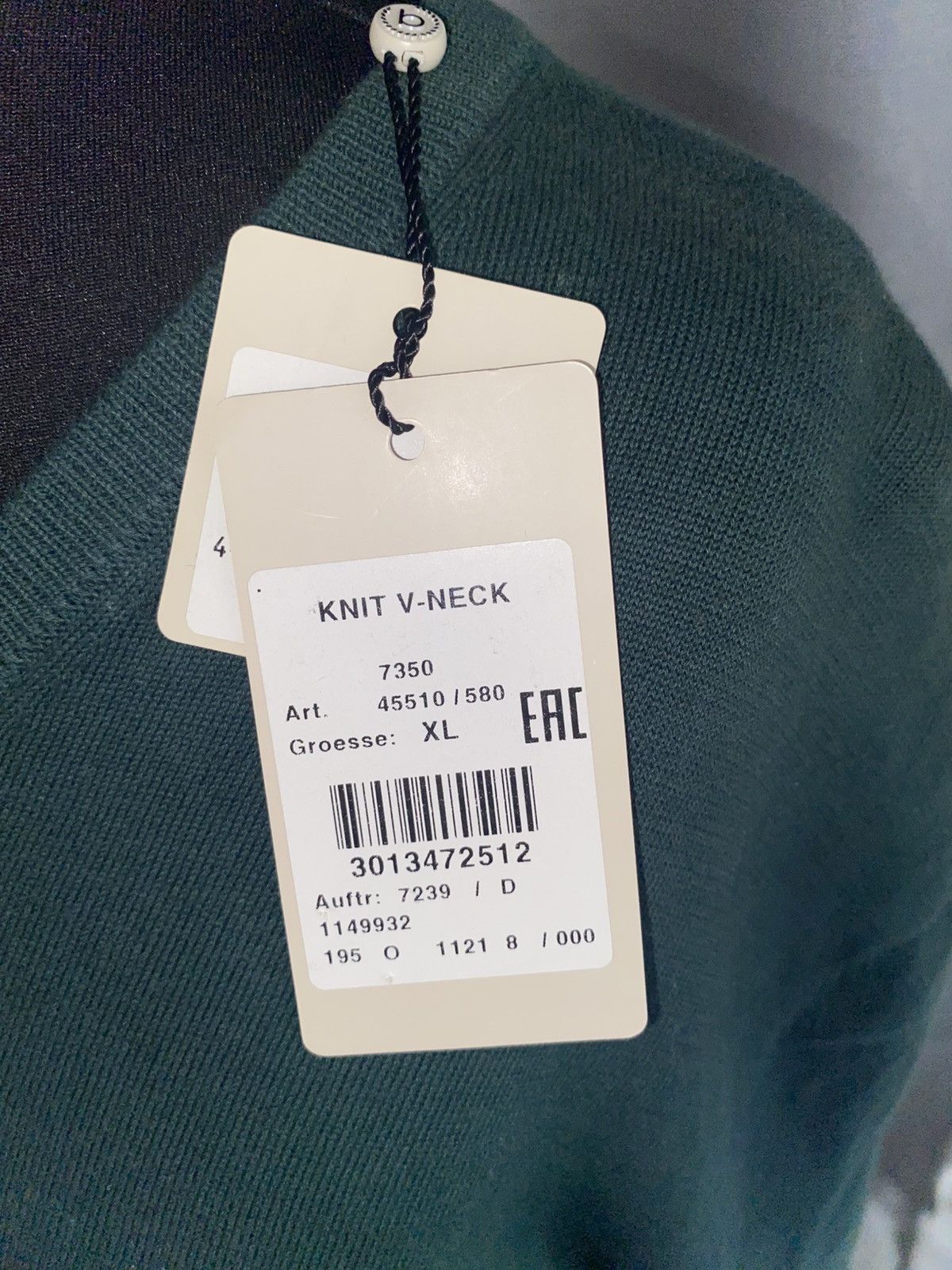Bugatti Bugatti - BNWT - V-Neck Sweater - Green - XL - Cotton Size US XL / EU 56 / 4 - 4 Thumbnail