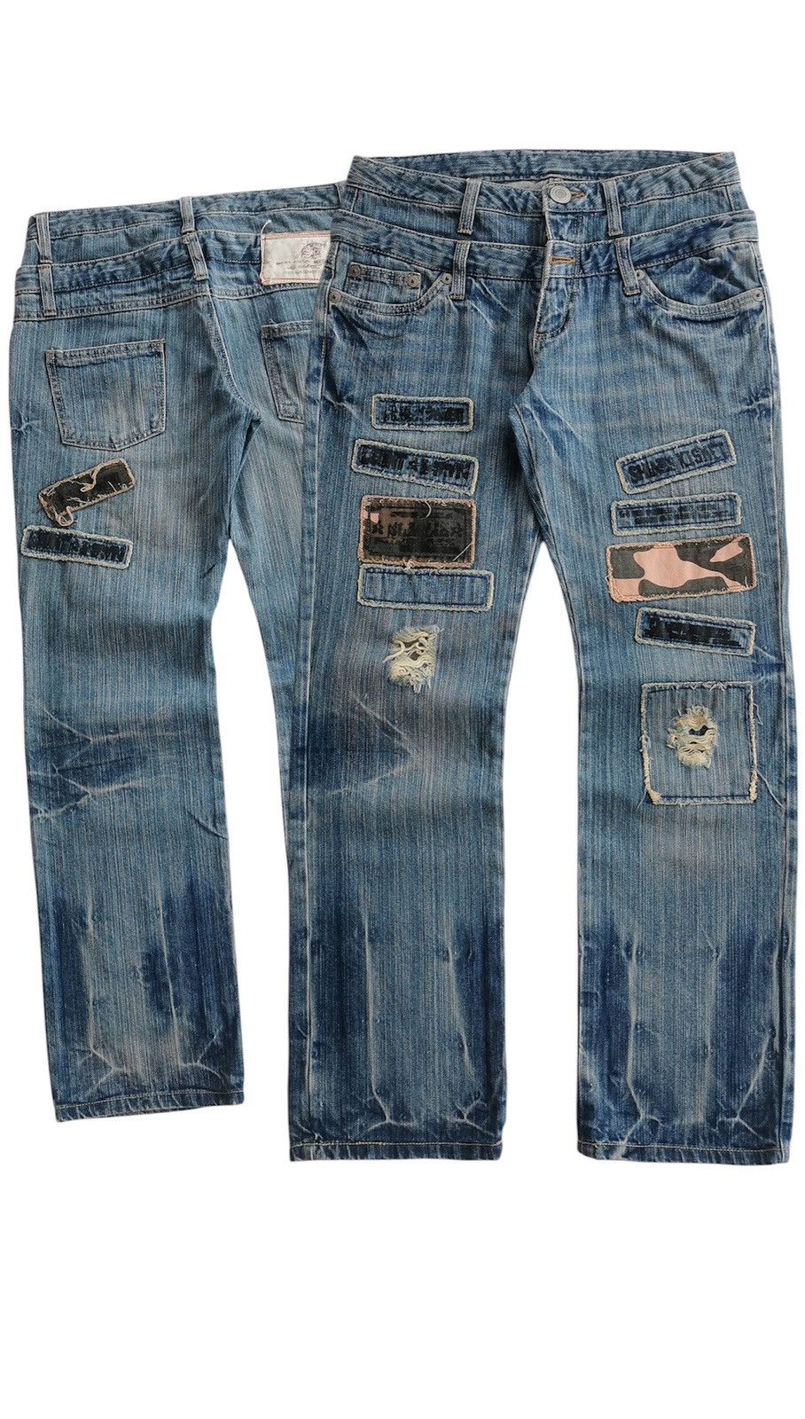 Kapital Jouer Aux Echecs Patchwork Double Waist Denim Jeans Size US 31 - 1 Thumbnail
