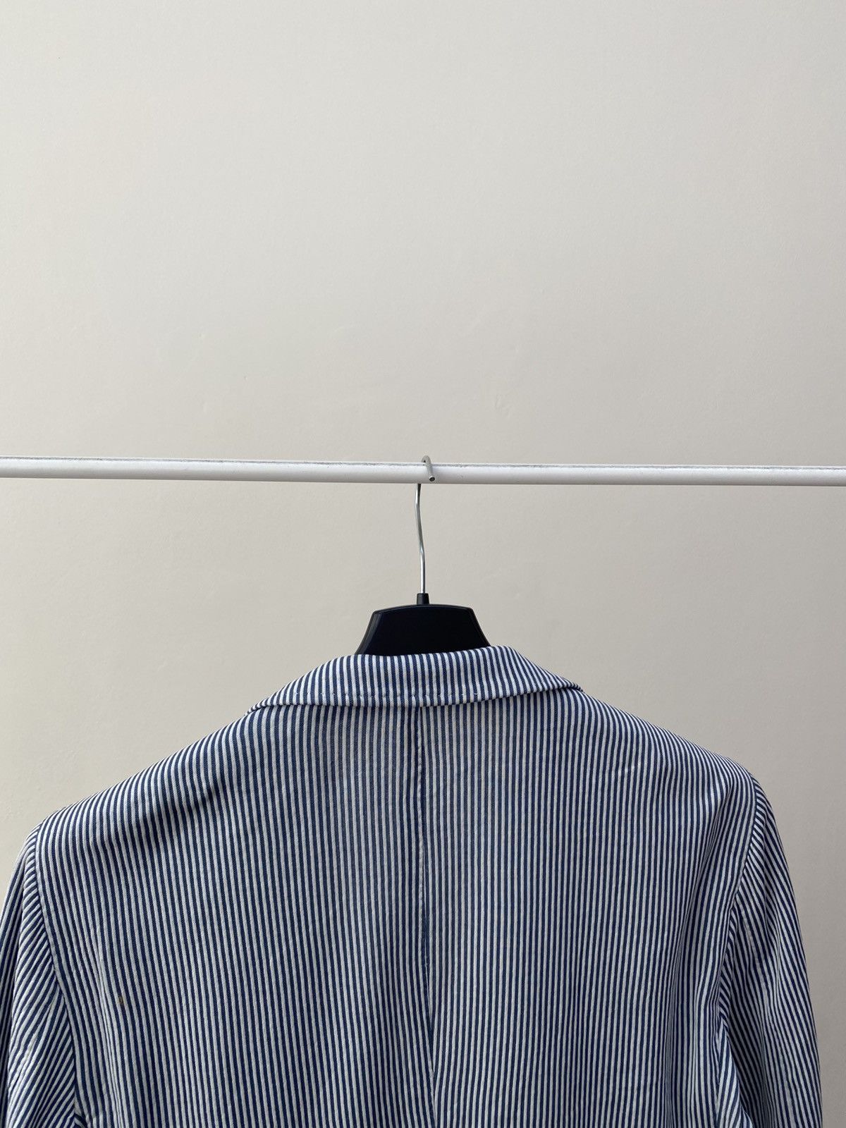Tombolini Vintage Tombolini Blue White Striped Cotton Blazer Jacket Size 48R - 11 Thumbnail