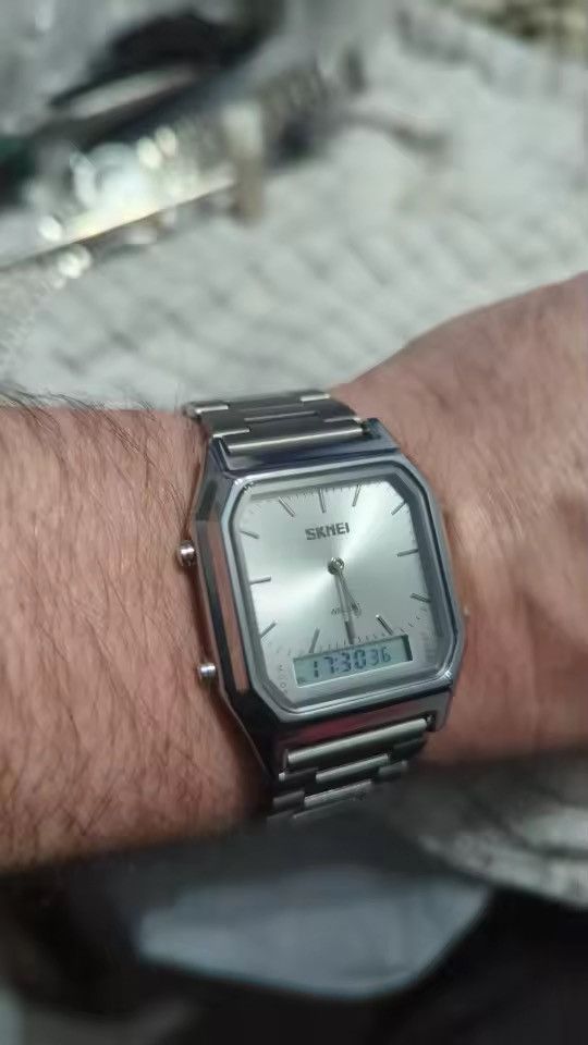 Jewelry Silver Dual Display Ana-Digi "Classic Tank" Watch Size ONE SIZE - 4 Thumbnail