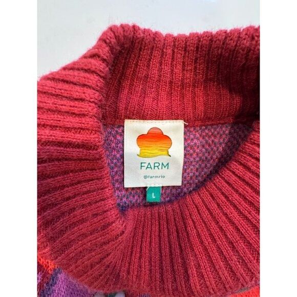 Farm Rio Farm Rio Crewneck Balloon Sleeve Sweater in Red Size L Size L / US 10 / IT 46 - 3 Thumbnail