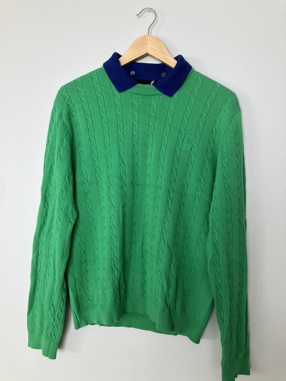 Fred Perry × Raf Simons Cable collared cotton sweater Size US M / EU 48-50 / 2 - 1 Thumbnail