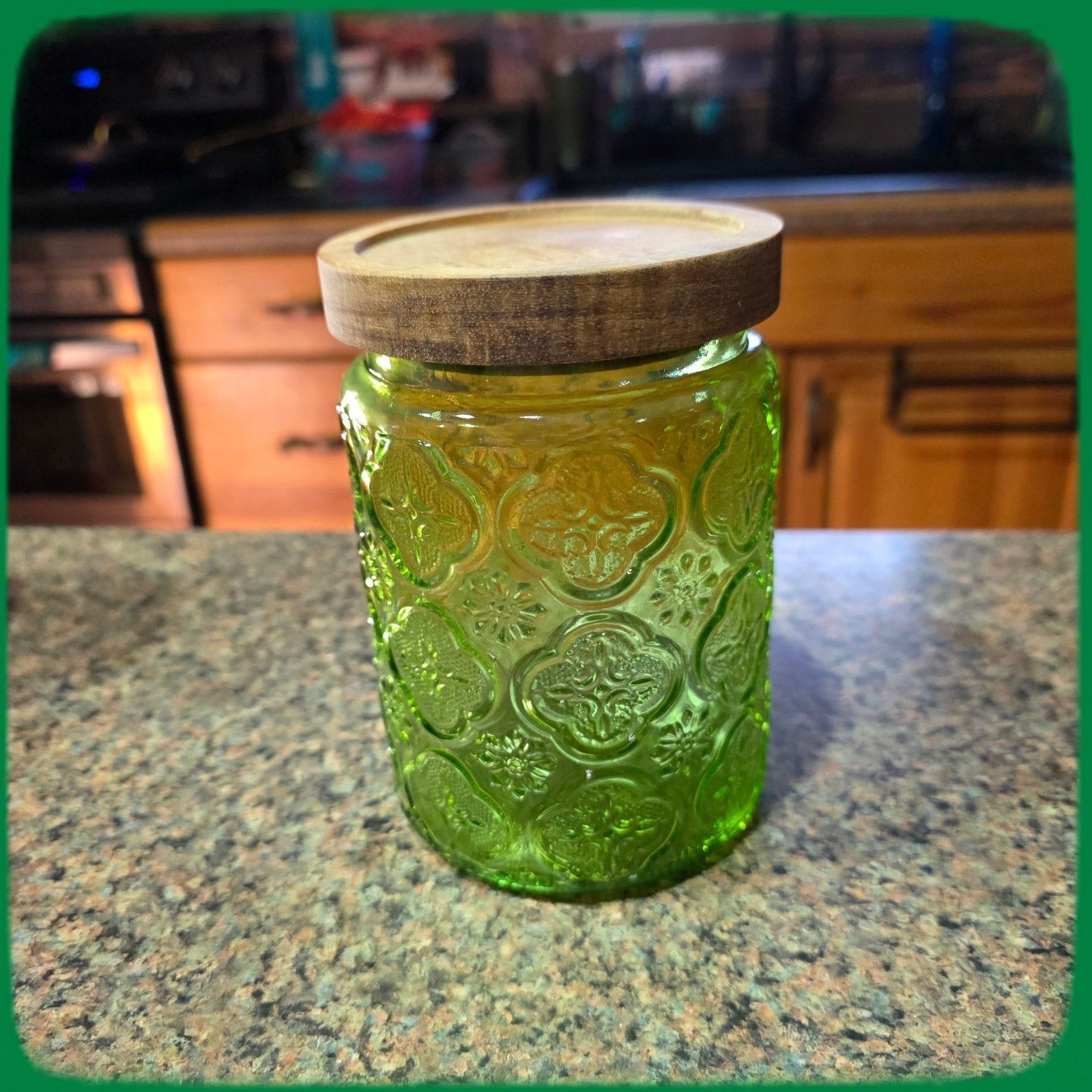 Other Textured Colored Glass Jar Airtight Wooden Lid, 24 Fl Oz Con Size ONE SIZE - 3 Thumbnail