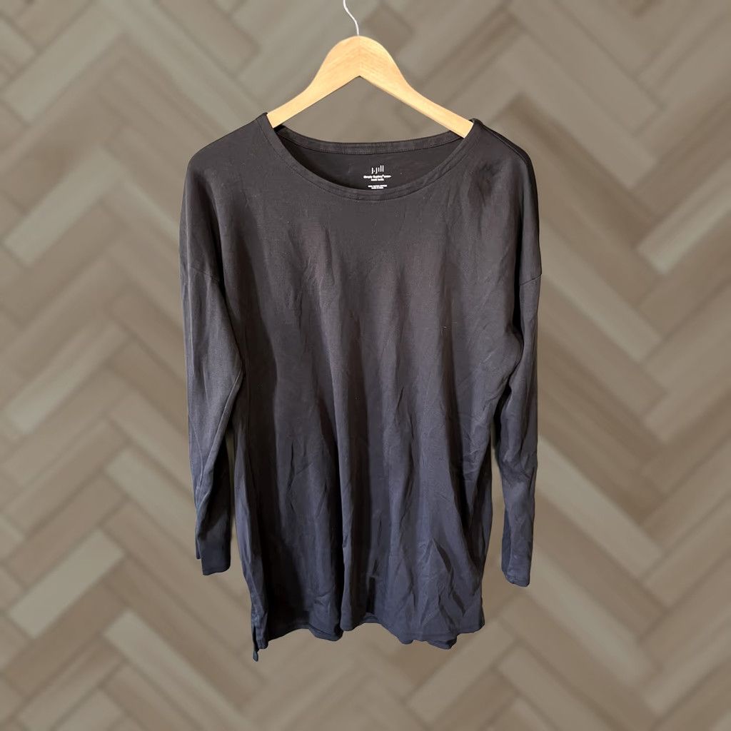 J. Jill J. Jill Womens Tunic Black Long Sleeve Shirt Size L Tall Supima Creneck Shirt T-Shirt Size L / US 10 / IT 46 - 1 Thumbnail