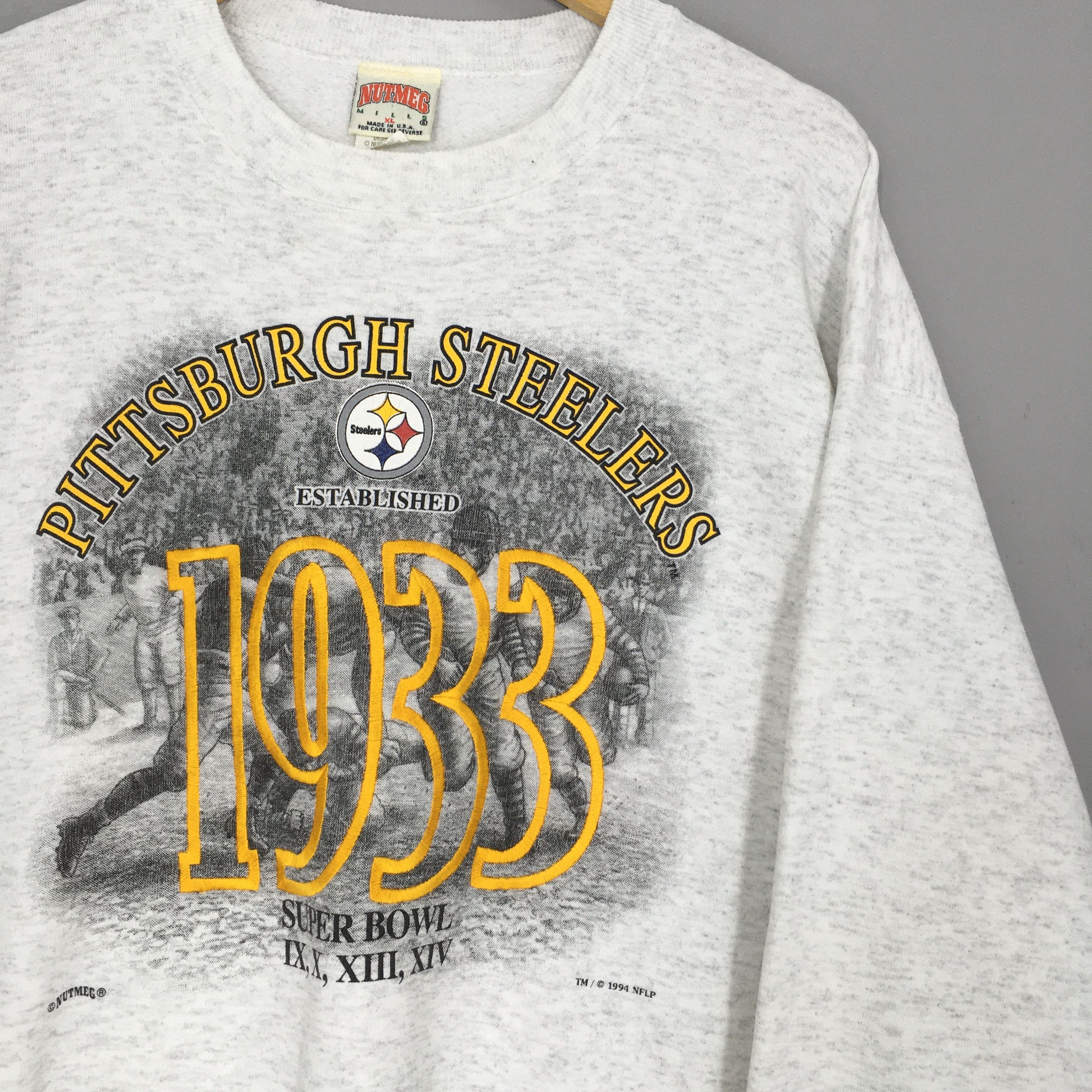 NFL × Nutmeg × Vintage Vintage 90s Pittsburgh Steelers NFL Sweatshirt XLarge Size US XL / EU 56 / 4 - 2 Thumbnail