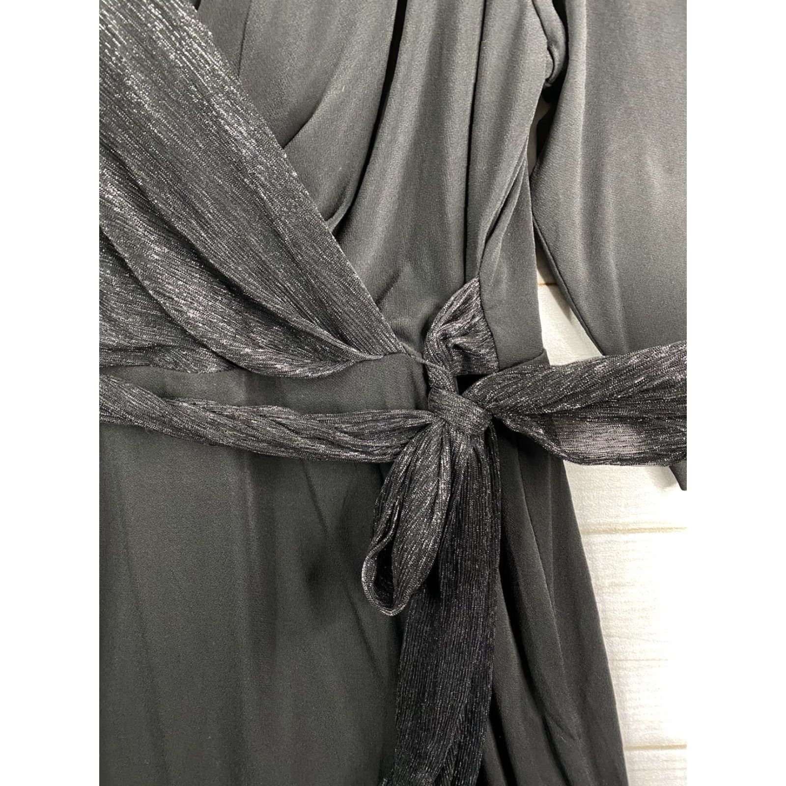 Vintage Lane Bryant Dress Womens 18 Black Faux Wrap Sparkly Party 3/4 Sleeve Stretch NWT Size XXL / US 16-18 / IT 52-54 - 3 Thumbnail
