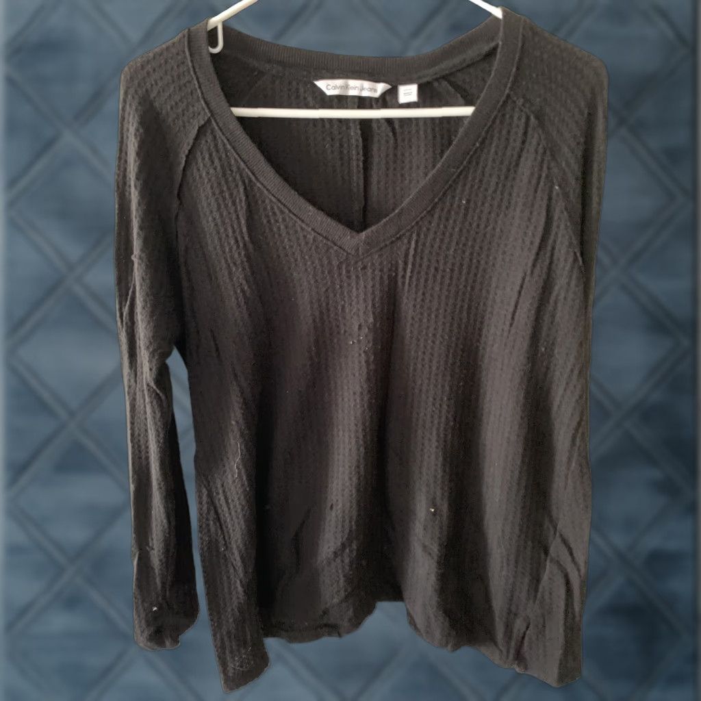 Calvin Klein Calvin Klein Women Black Kneck Long Sleeve Blouse Top Size Small Size S / US 4 / IT 40 - 1 Thumbnail