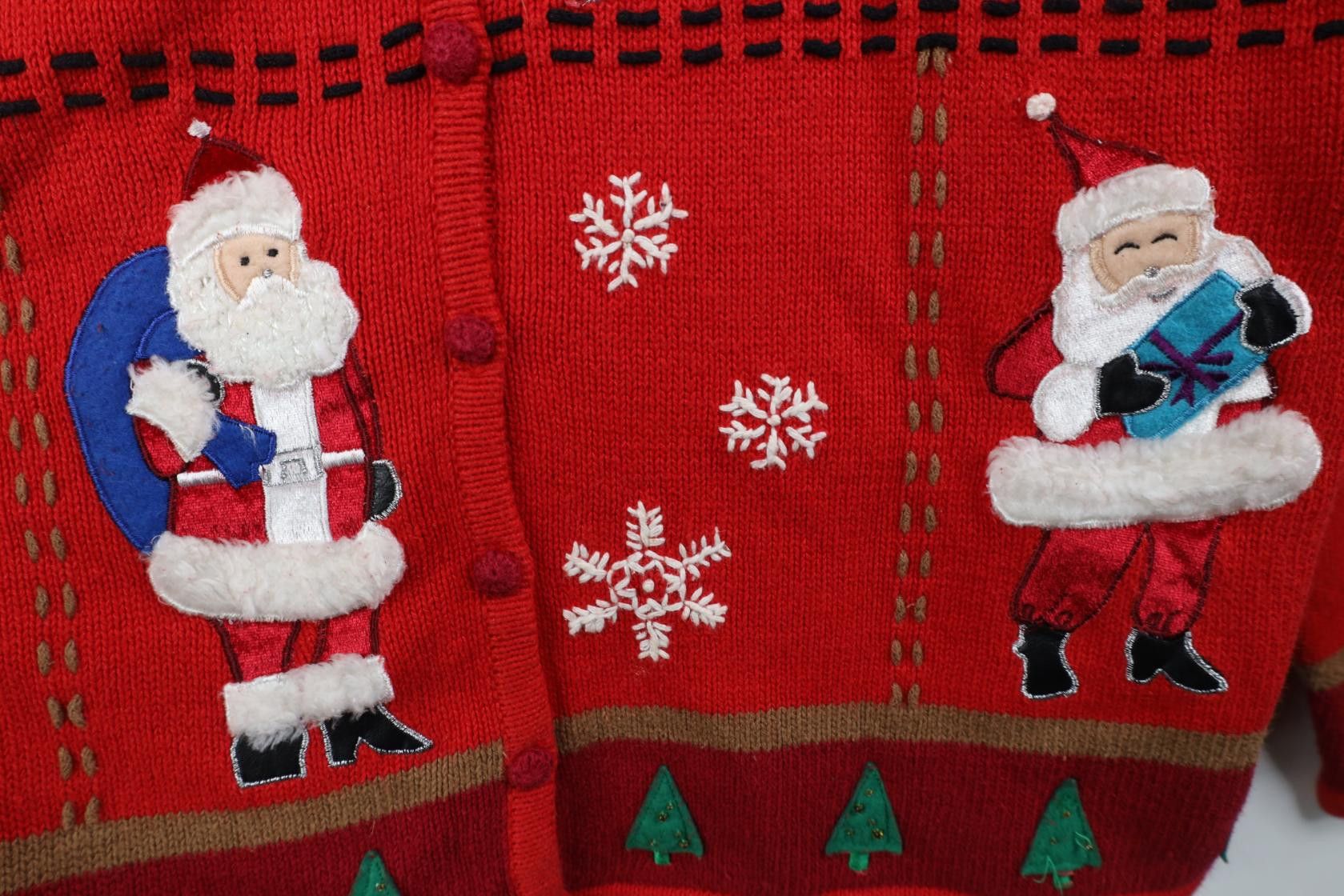 Vintage Vintage 90s Christmas Santa Claus Snowflake Knit Sweater Size XL / US 12-14 / IT 48-50 - 5 Thumbnail