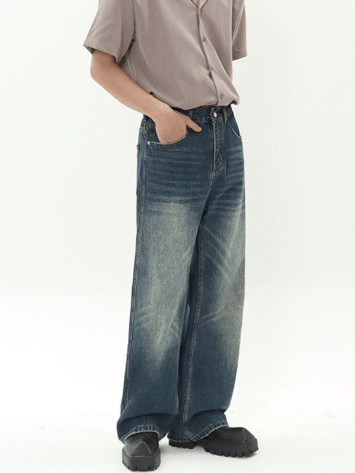 Japanese Brand × Jean American retro loose wide-leg versatile distressed jeans Size US 32 / EU 48 - 4 Thumbnail