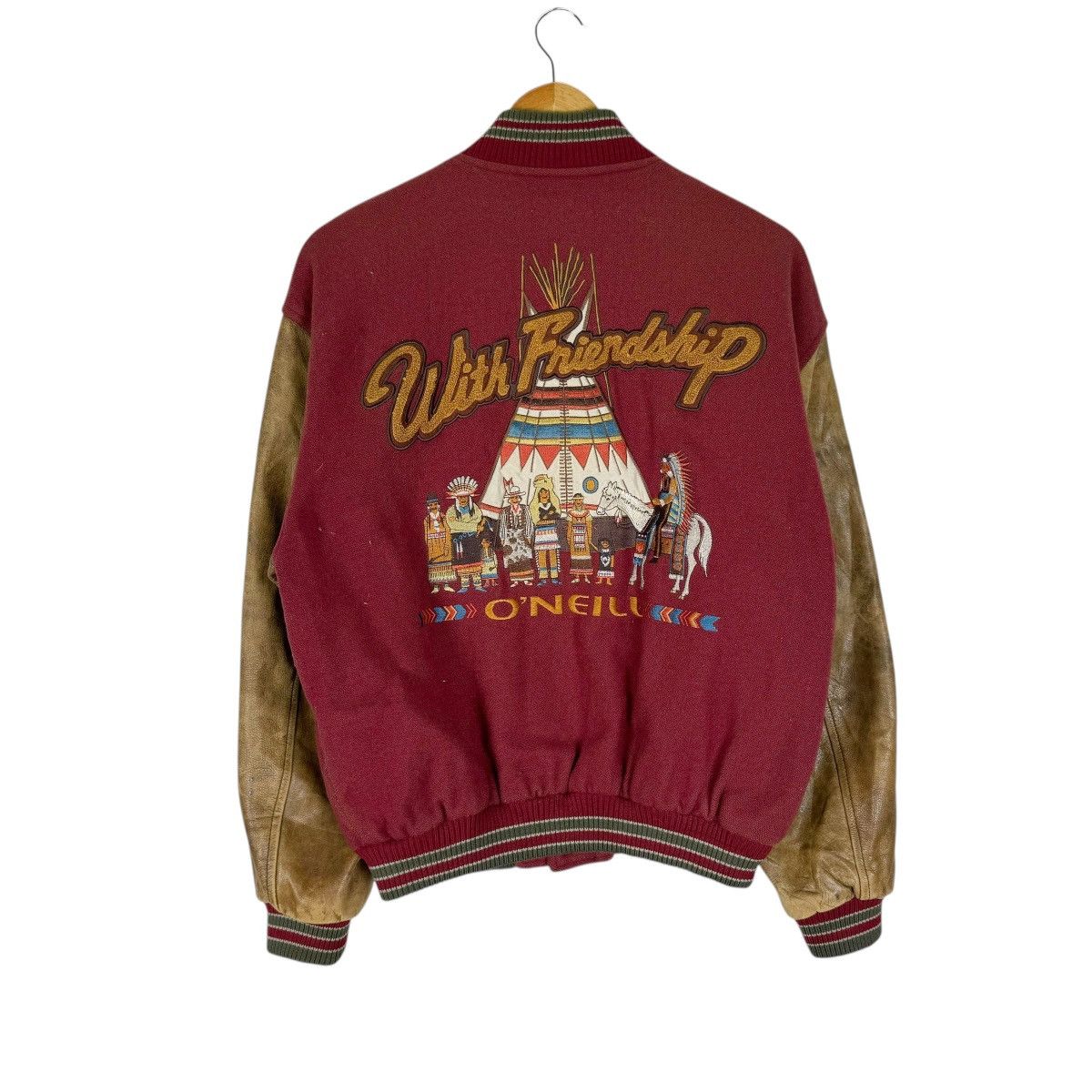 O'Neill ❄️90s ONEILL VARSITY LEATHER JACKET Size US L / EU 52-54 / 3 - 9 Thumbnail