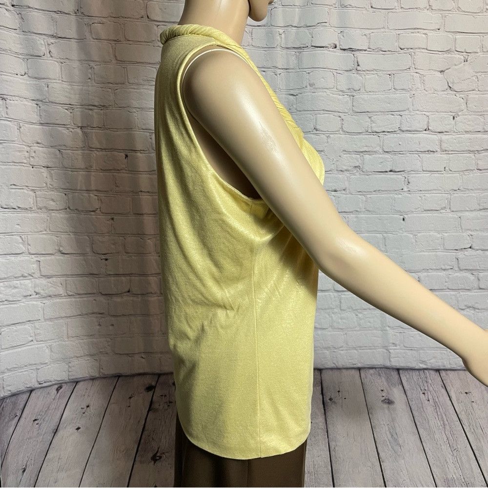 Anne Klein Anne Klein Viscose Blend Sleeveless Yellow Metallic Top Siz Size M / US 6-8 / IT 42-44 - 3 Thumbnail