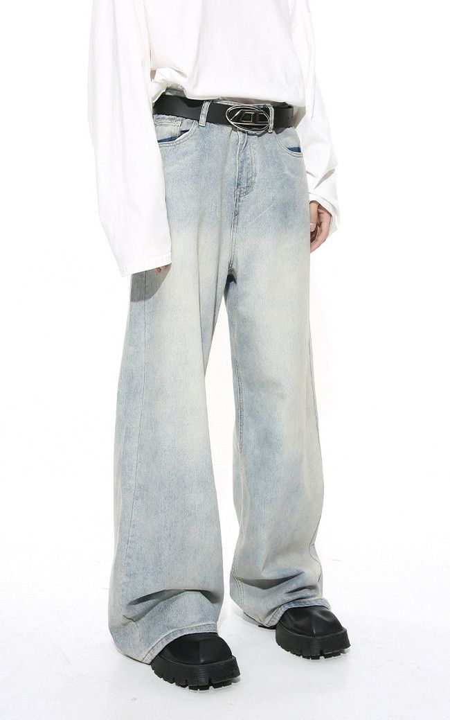 Japanese Brand × Jean Washed light blue straight distressed jeans Size US 32 / EU 48 - 3 Thumbnail