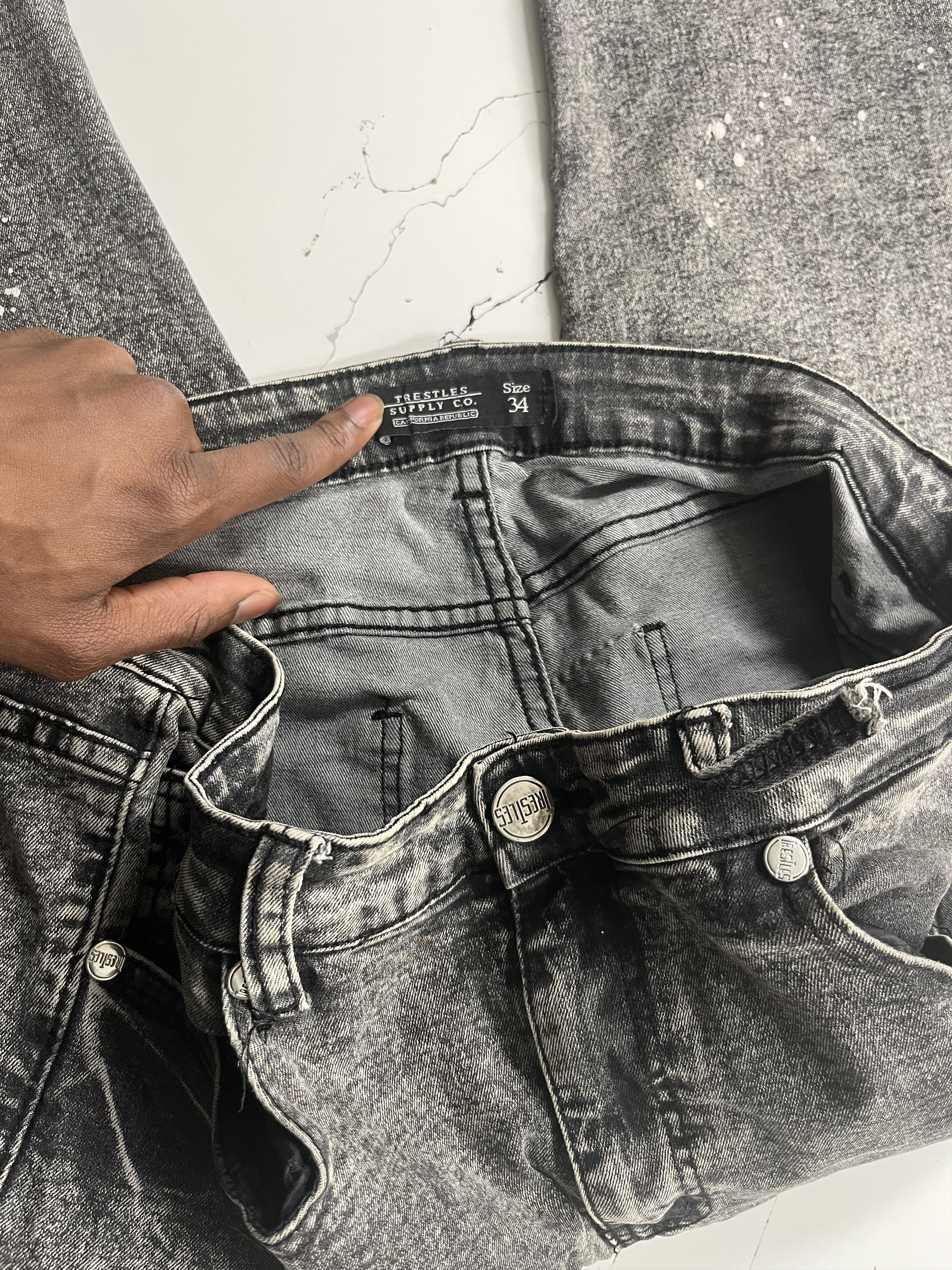 Other Faded grey drip jeans Size US 34 / EU 50 - 3 Thumbnail