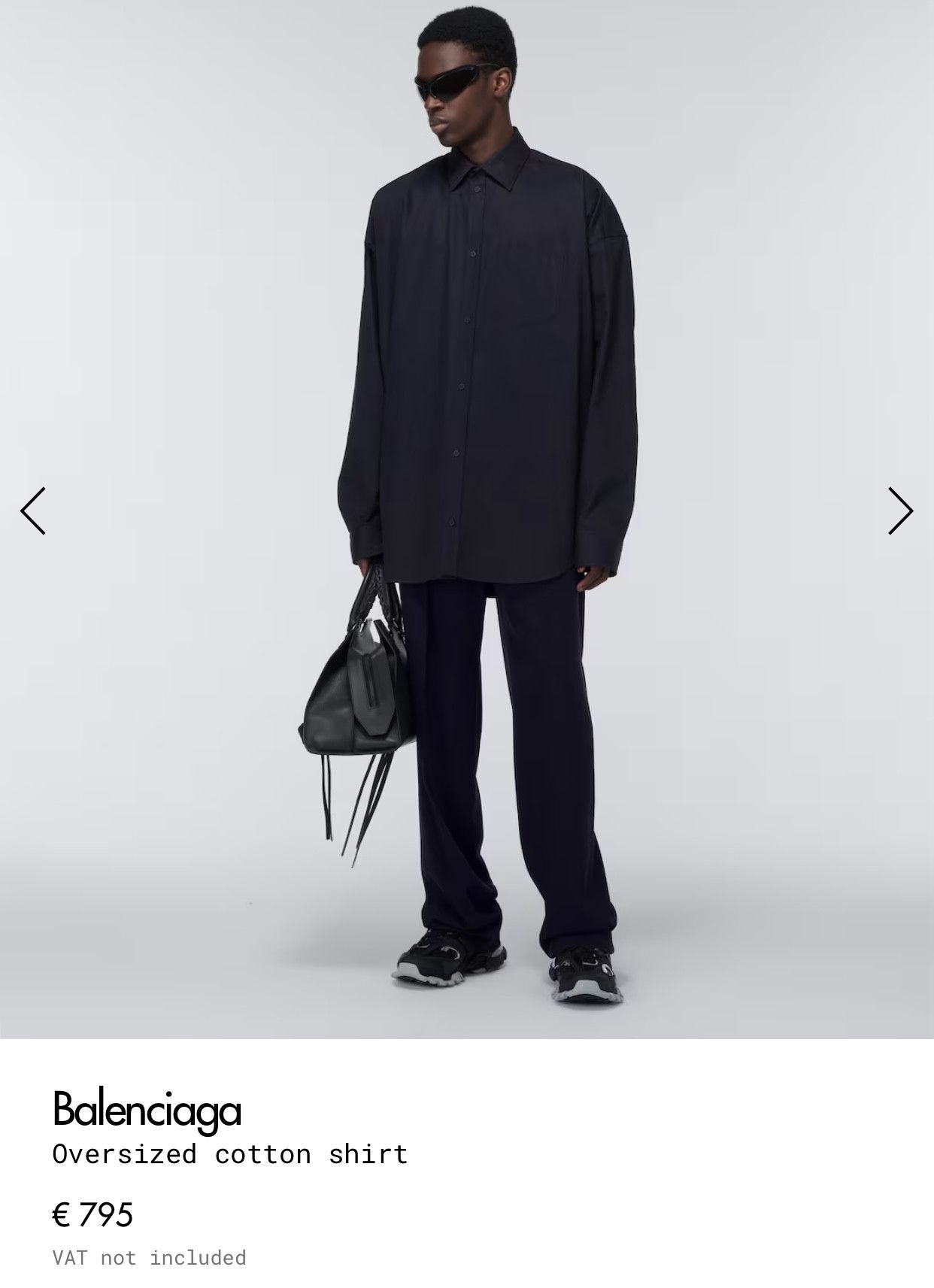 image of Balenciaga NWT Fw21 Oversized Cocoon Wool Shirt in Black, Men's (Size Medium)