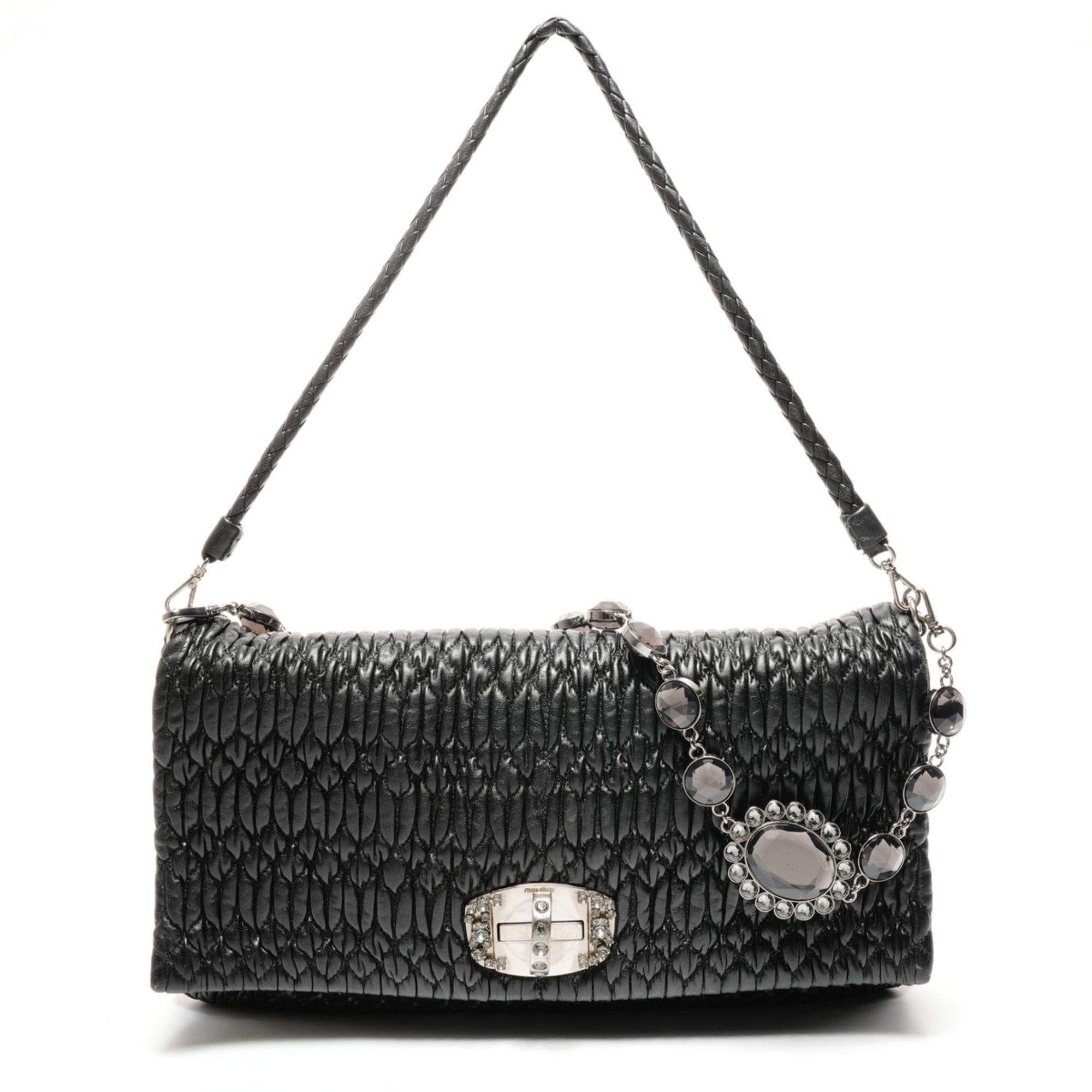 Miu Miu Miu Miu Miu Matelassé Nappa Crystal Shoulder Bag in Black Size ONE SIZE - 1 Thumbnail