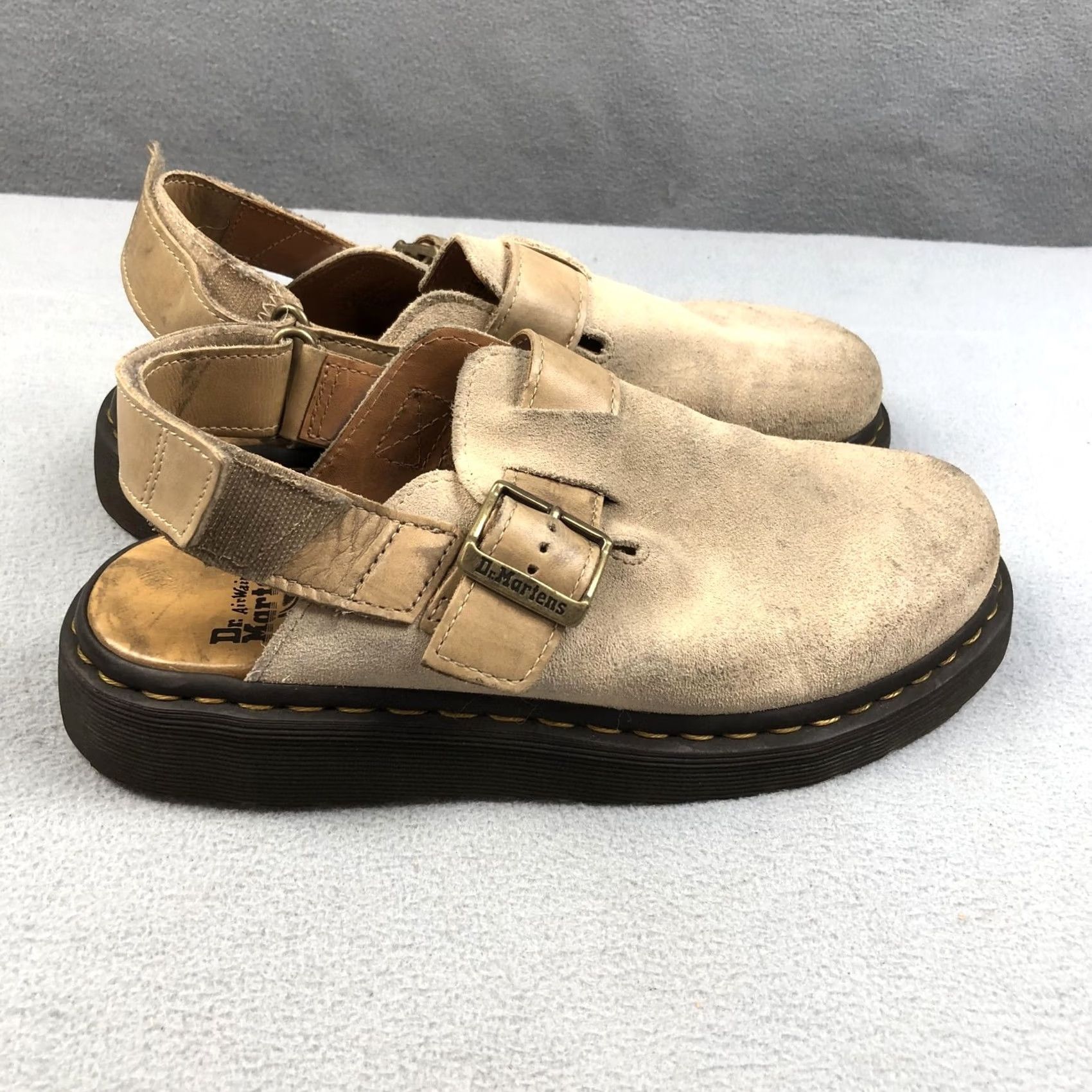 Dr. Martens Dr Martens Mens Size 8 Beige Jorge II Suede Slingback Buckle Mules Size US 8 / EU 41 - 2 Thumbnail