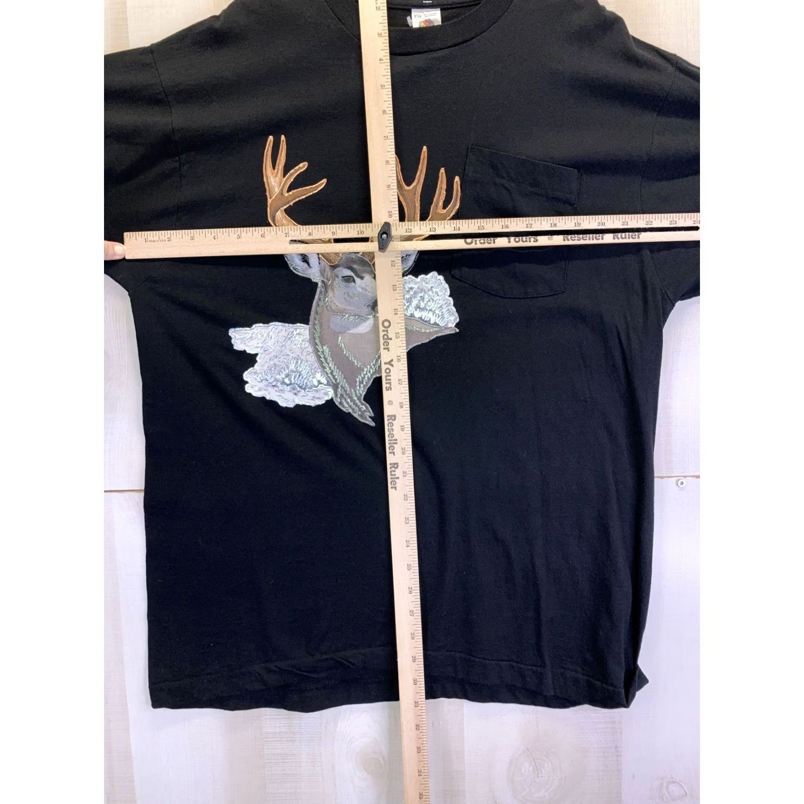 Fruit Of The Loom VINTAGE Fruit Of The Loom Shirt Mens 2XL Black Cotton Blend Single Stitch Gel Art Deer Pocket Crew Neck T-Shirt XXL-9284 Size US XXL / EU 58 / 5 - 2 Thumbnail