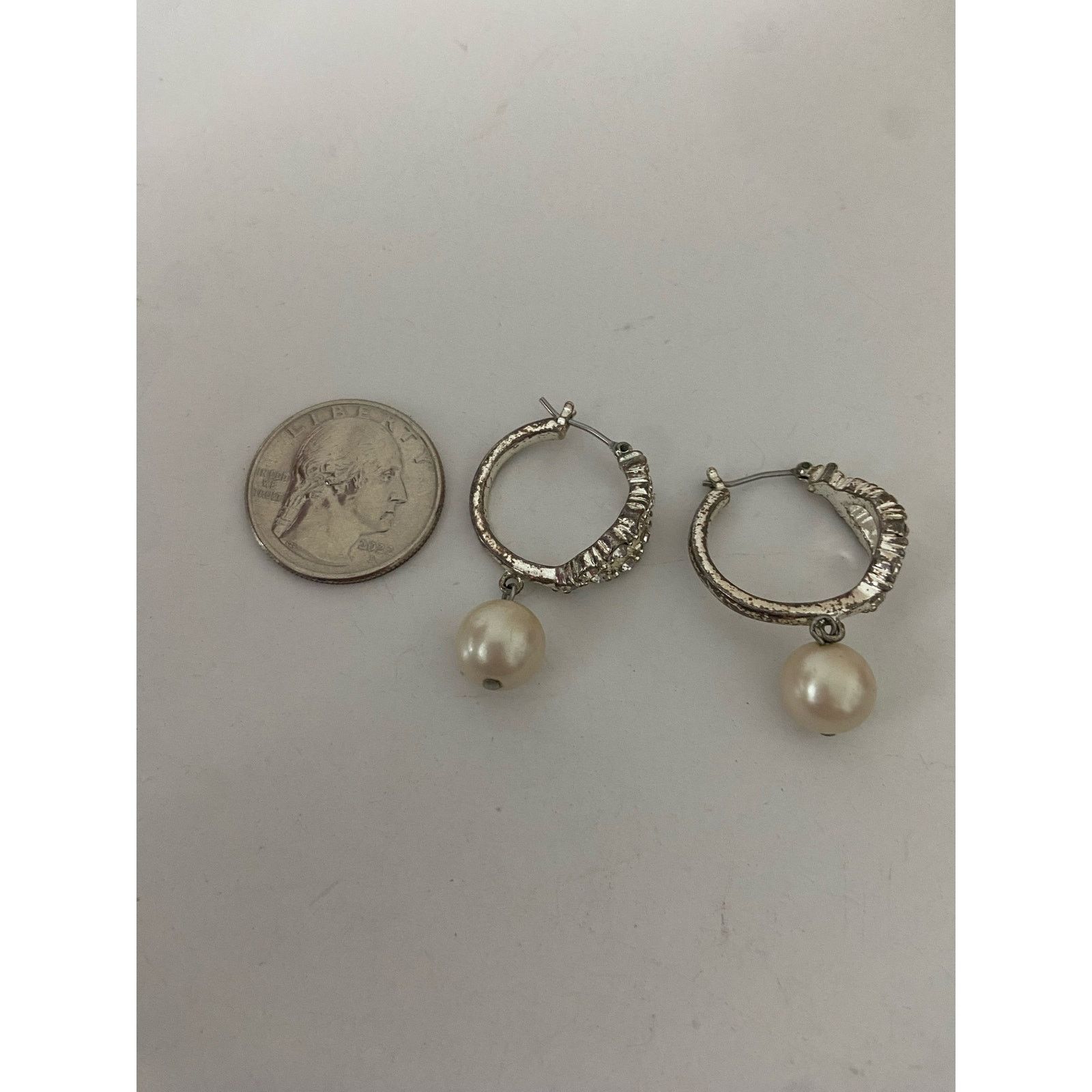 Handmade hoop earrings faux pearl charm Size ONE SIZE - 3 Thumbnail