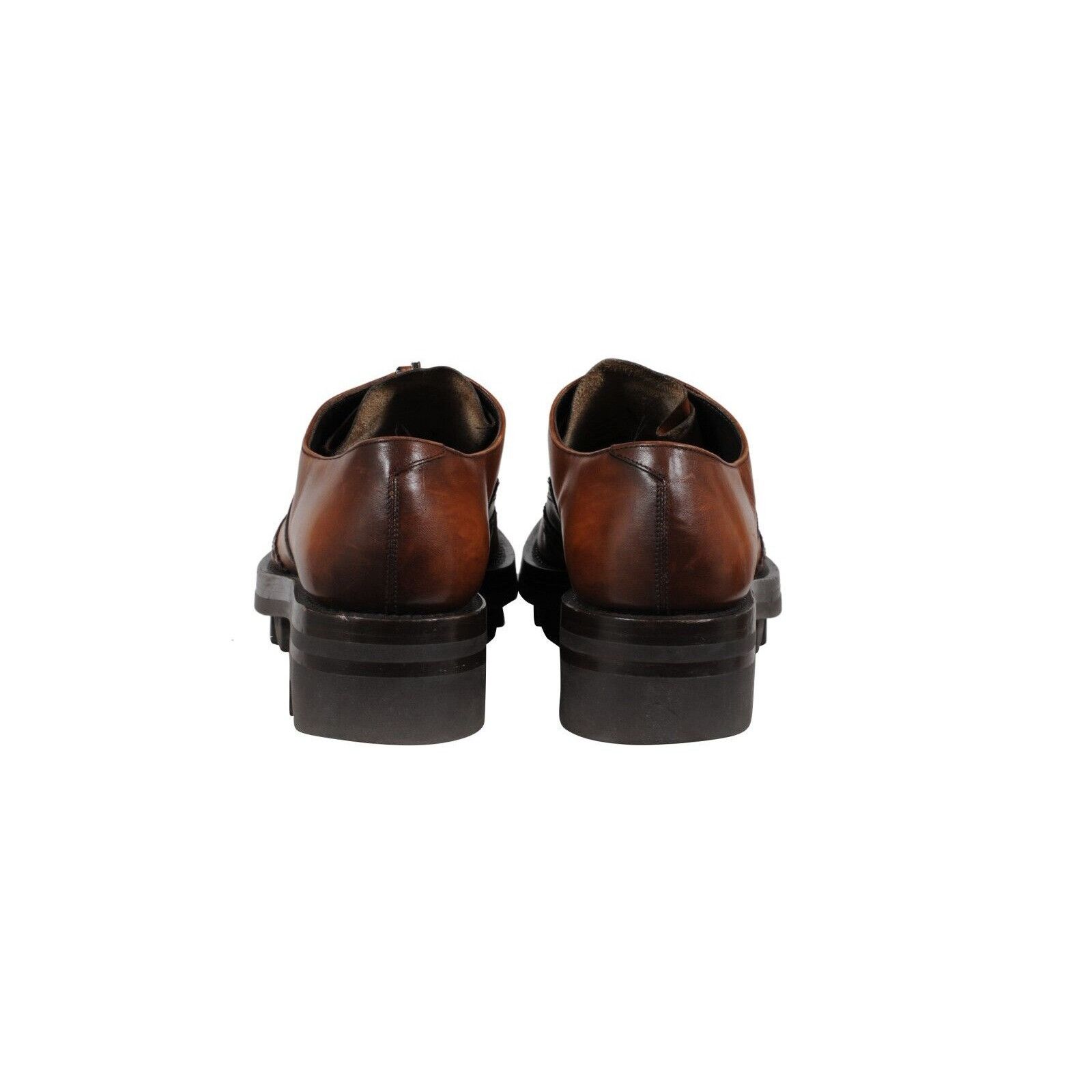 Prada Oxfords Brown Leather Medallion Wingtip Size US 11 / EU 44 - 4 Thumbnail